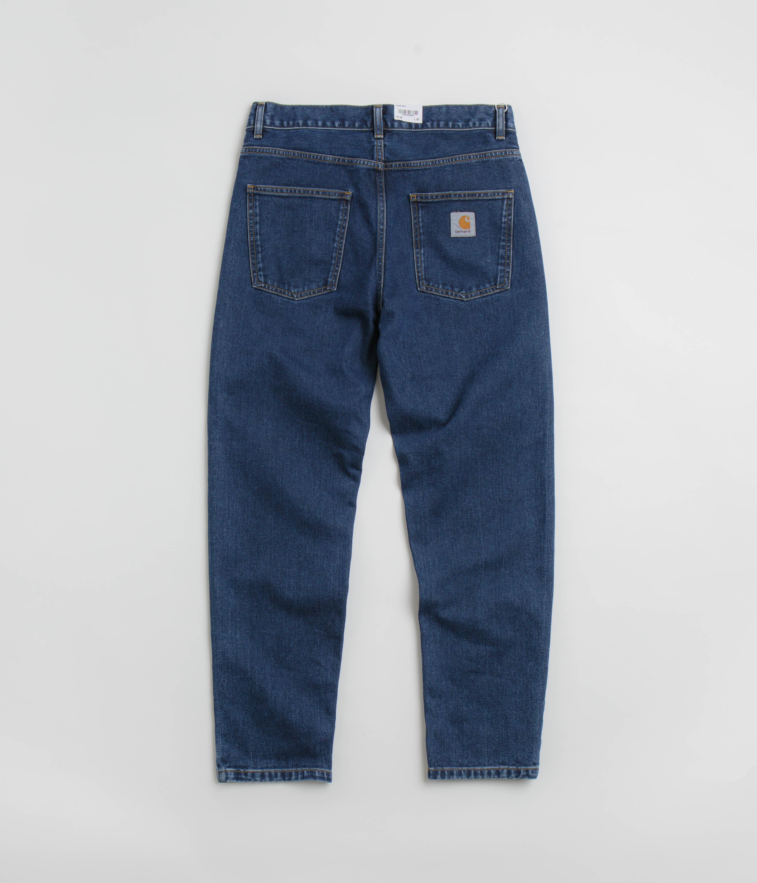 Carhartt Newel Pants for Men - Durable Work Pants in Blue Stone Washed Denim - Perfect for Construction, Landscaping & Outdoor Work