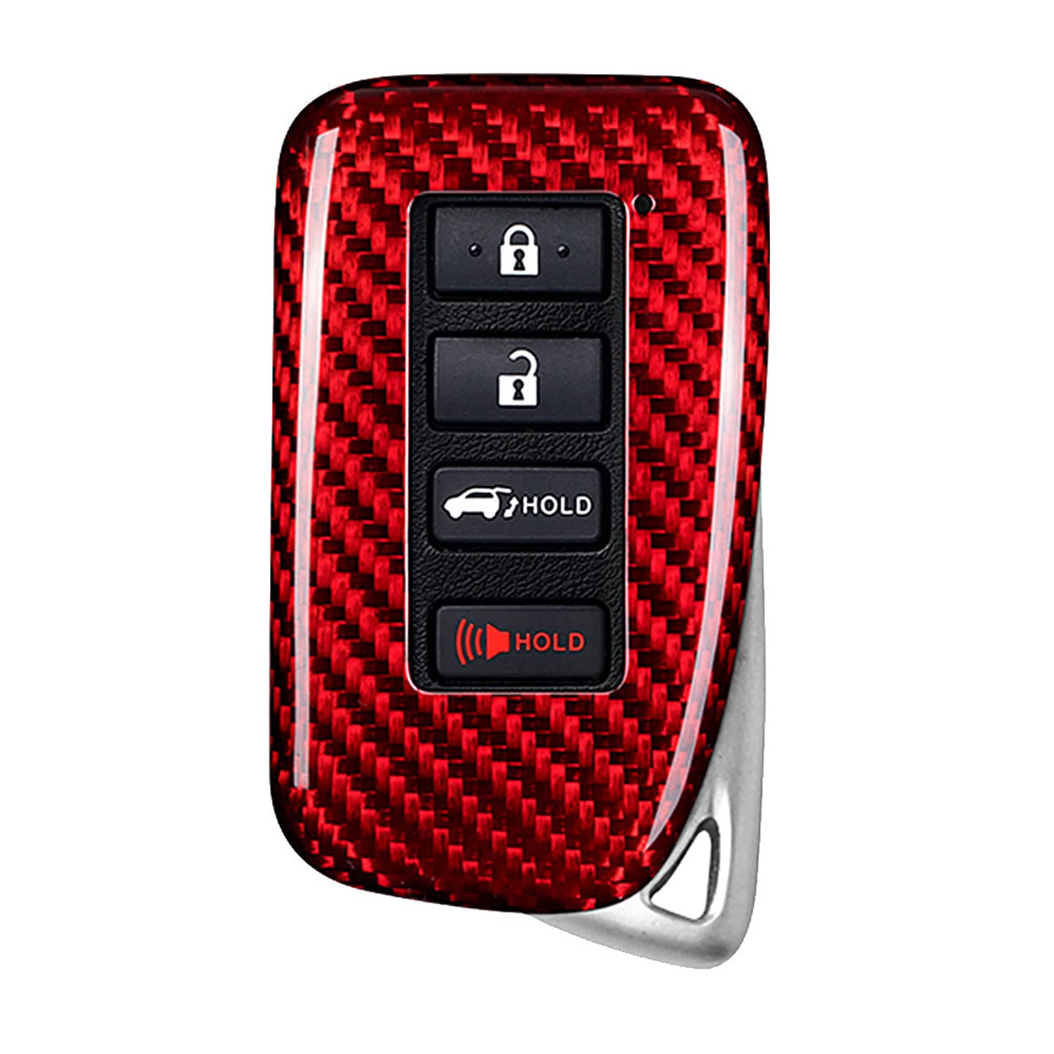 Premium Carbon Fiber Key Fob Cover for Lexus ES GS GX LC LS LX NX RC RX UX - Durable Smart Car Remote Key Case for Men & Women (4-Button Design, Red) - Perfect for Daily Use, Gifting & Car Enthusiasts