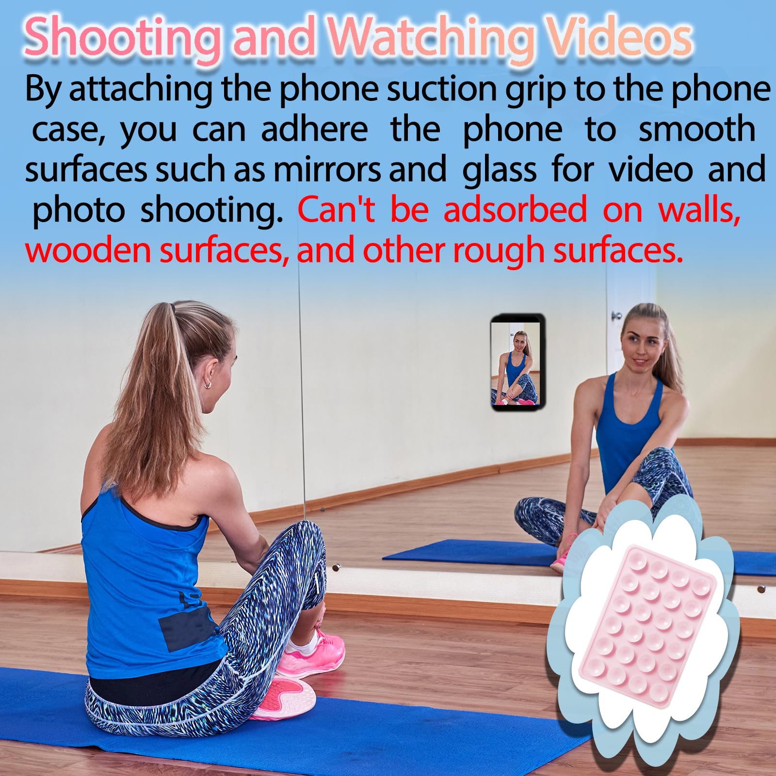 2-Pack Silicone Phone Mount - Non-Slip Suction Cup Holder for Selfies & Videos - White