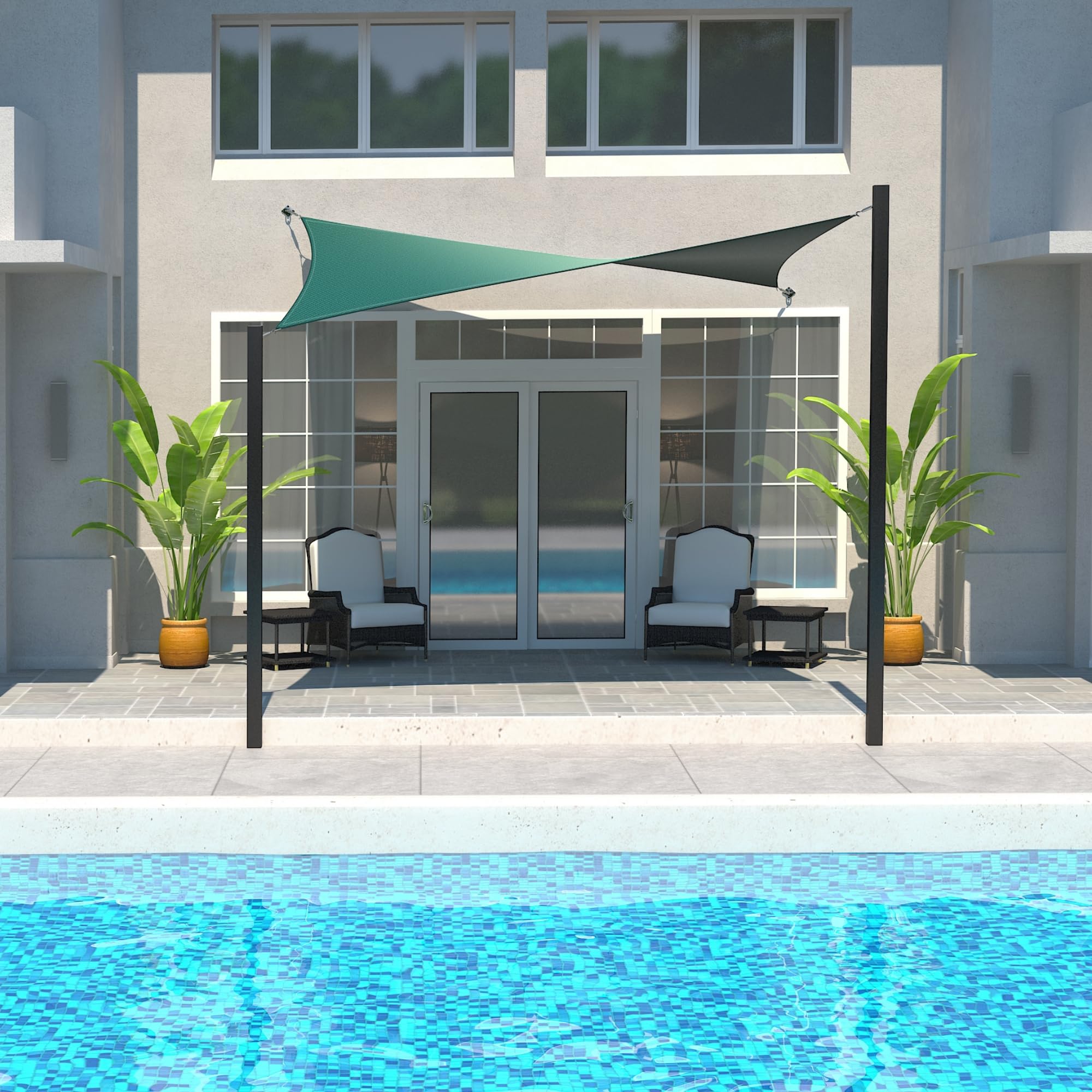 Coolaroo 95% UV Block Dualshade Iridescent Outdoor Sun Shade Sail 12' Square with Hardware Kit - Perfect for Patio, Garden, Pool, Backyard & Outdoor Living Spaces | Maldives Color | Sun Protection & Stylish Shade Solution