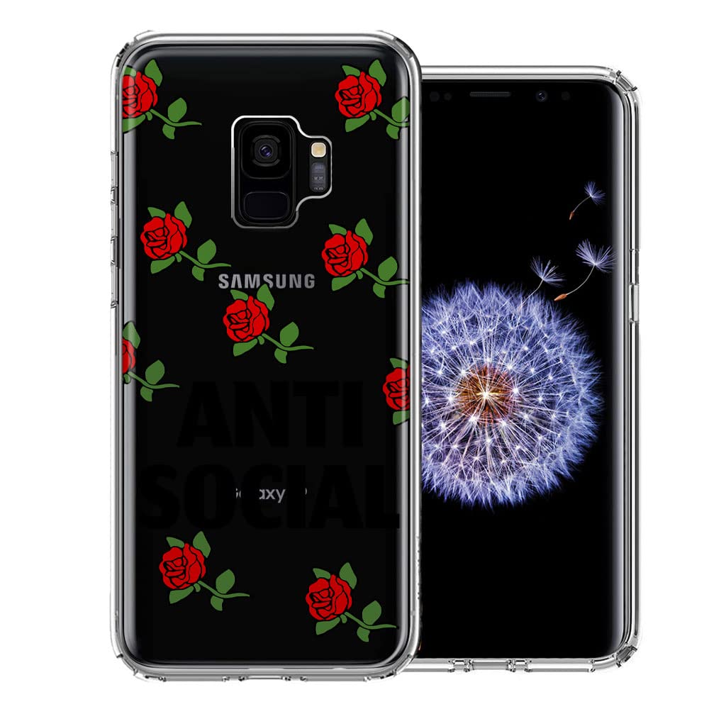 Samsung Galaxy S9 Phone Case - Anti Social Roses Design Double Layer Protective Cover for Shockproof & Scratch Resistance | Perfect for Everyday Use, Travel & Outdoor Activities