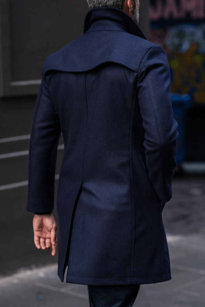 Premium Drake Coat for Men - Navy Blue Wool Overcoat | Winter Warm Formal Outerwear for Business & Office Wear