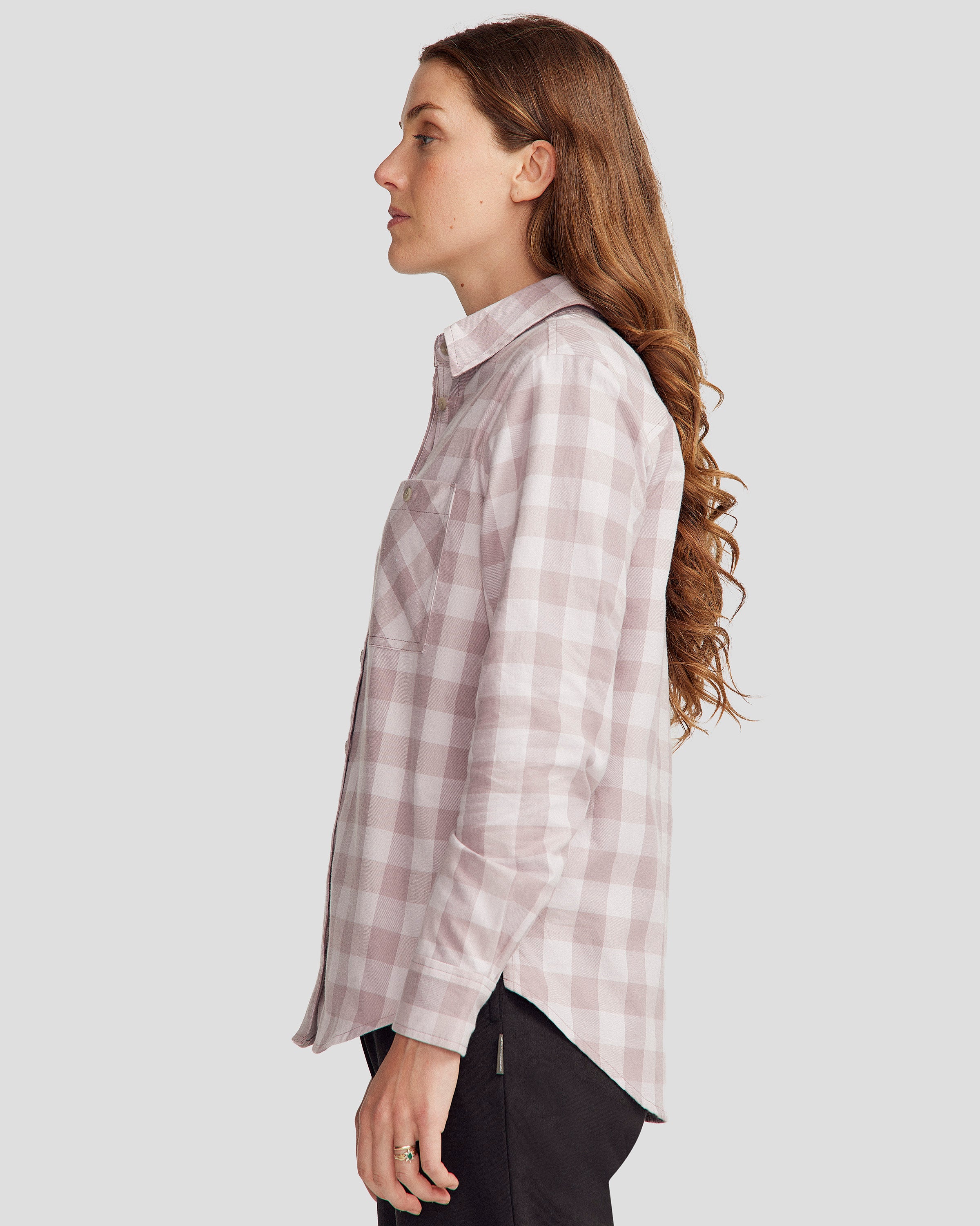 Women's Fyfe Long Sleeve Shirt - Thistle Gingham Plaid Top for Casual Wear & Office Outfits | Stylish Fall & Winter Fashion