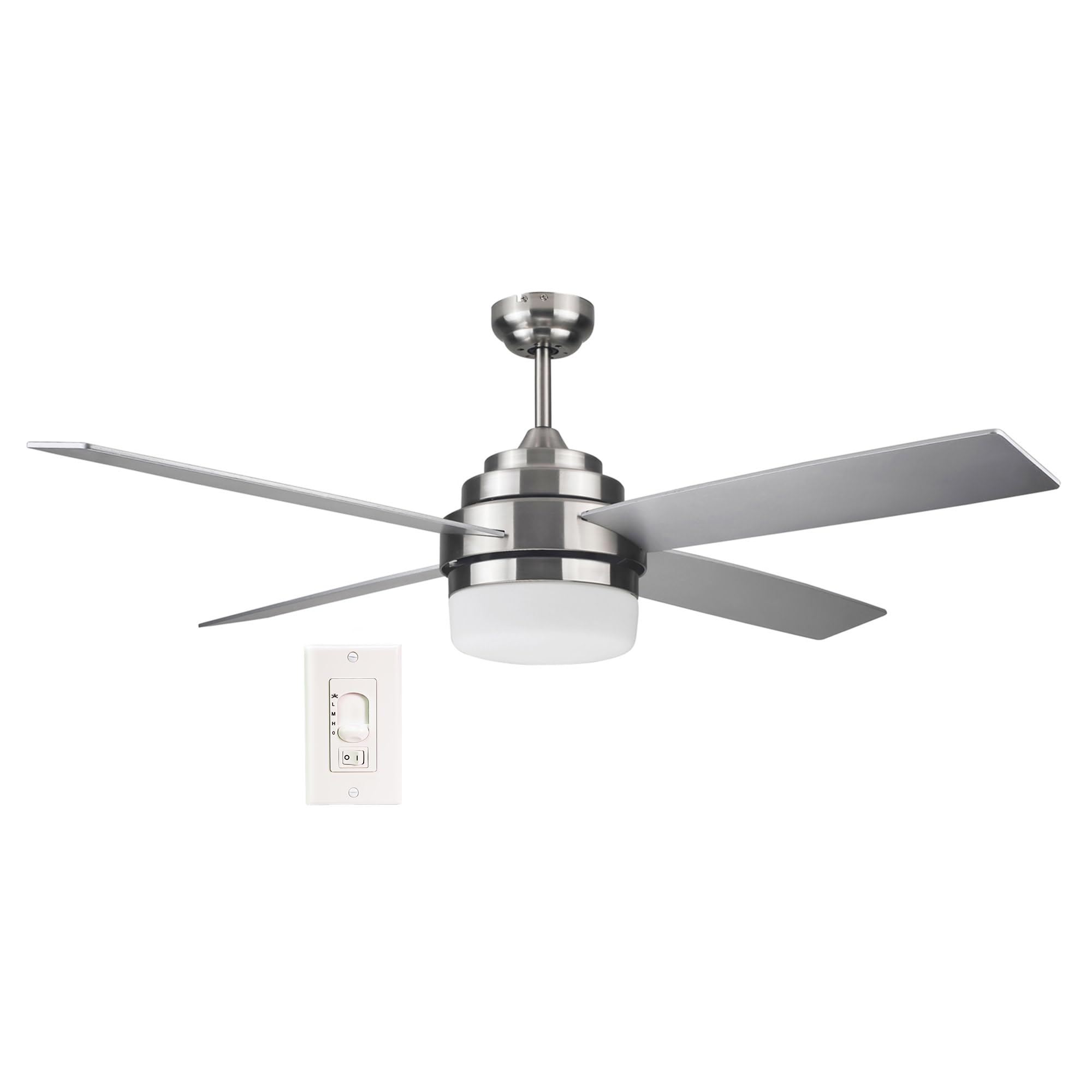 Design House 157354 Cali 52-Inch LED Ceiling Fan in Brushed Nickel - Energy Efficient Modern Ceiling Fan with Remote Control & Dimmable Lights - Perfect for Living Room, Bedroom, or Outdoor Patio