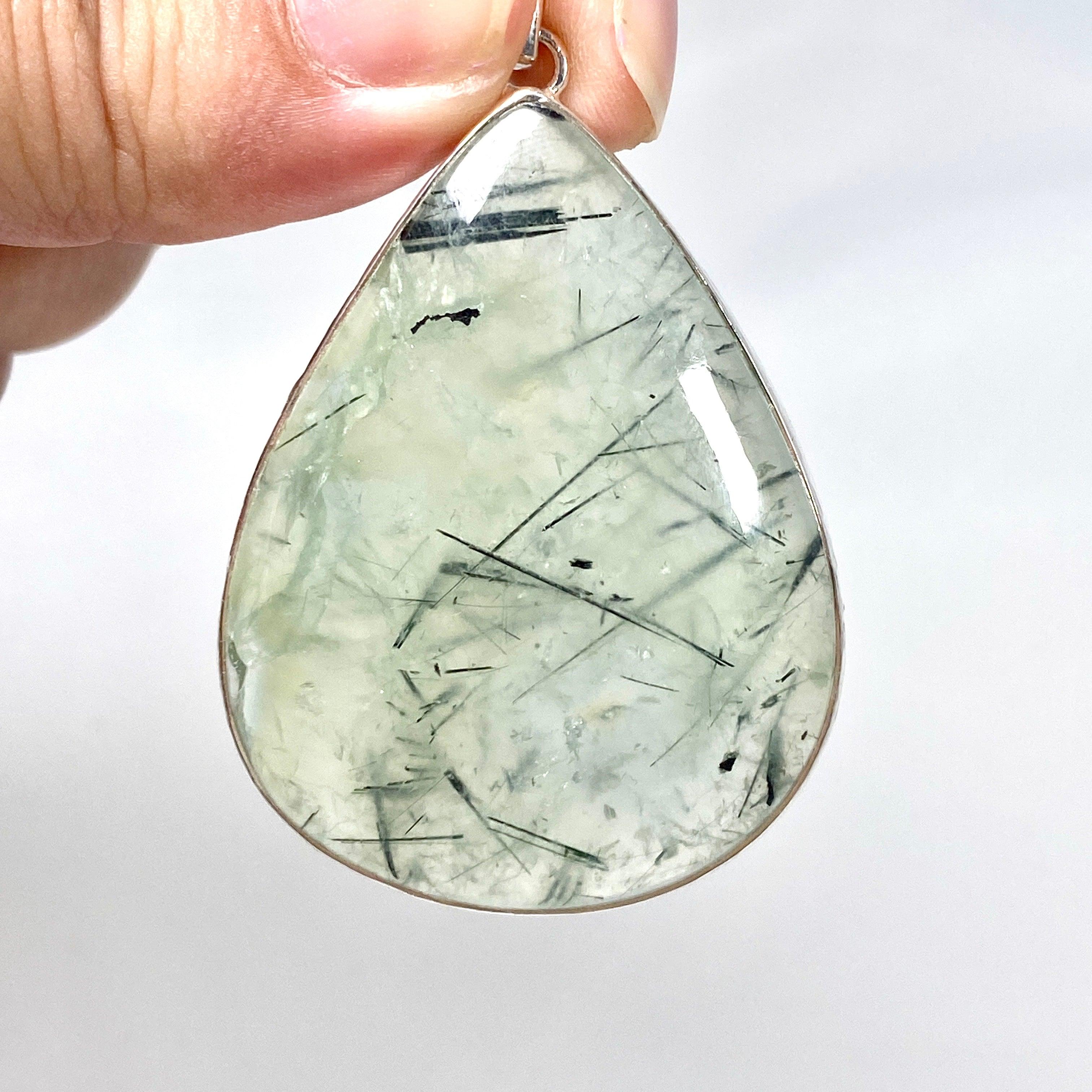 Natural Prehnite Teardrop Pendant Necklace - KPGJ3769 | Healing Crystal Jewelry for Meditation, Energy Balancing & Spiritual Gifts