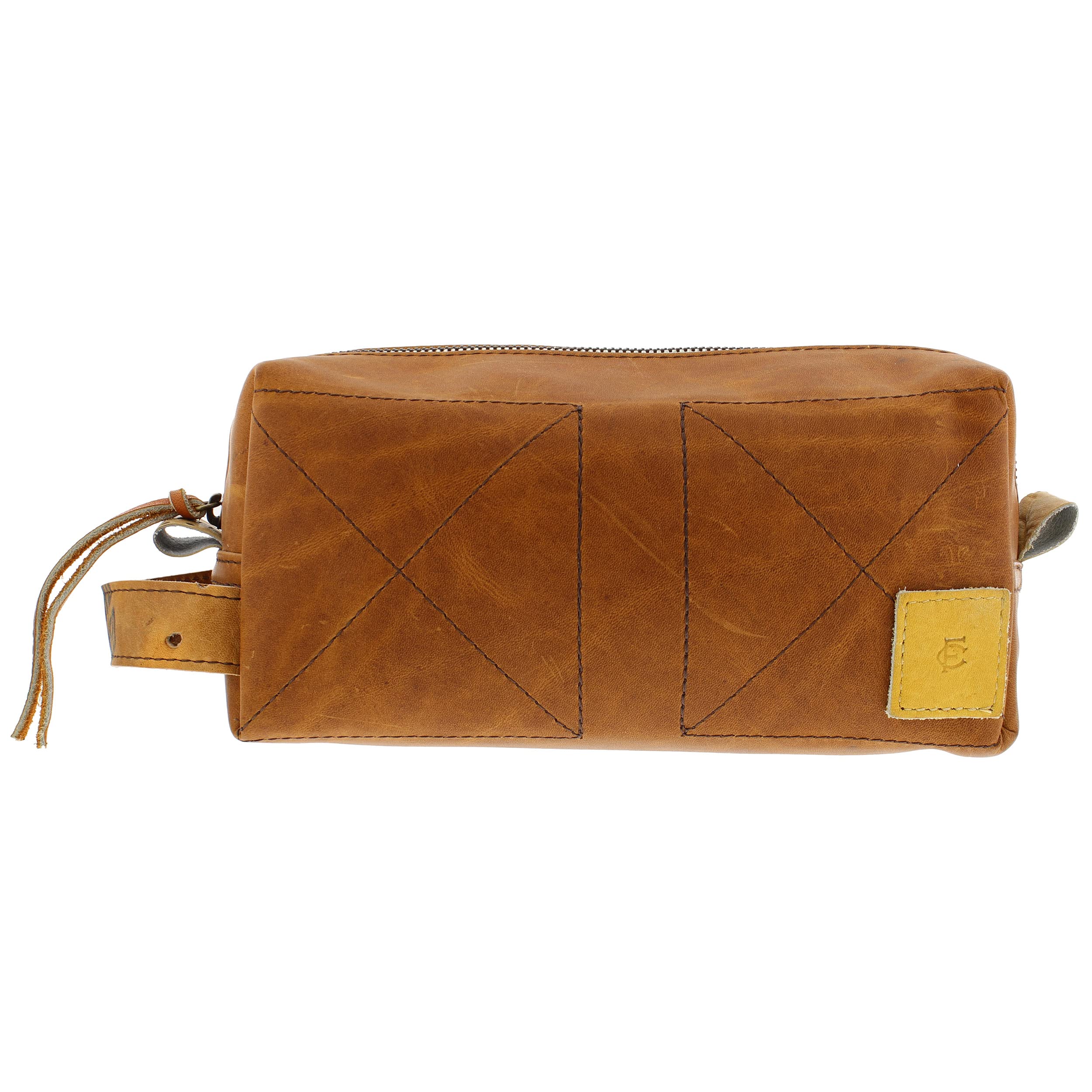 Premium Leather Baseball Travel Toiletry Bag - Handcrafted Vintage Gloves Design by FC Goods | Durable Cosmetic Organizer for Men & Women | Perfect for Baseball Games, Gym, Travel & Daily Use