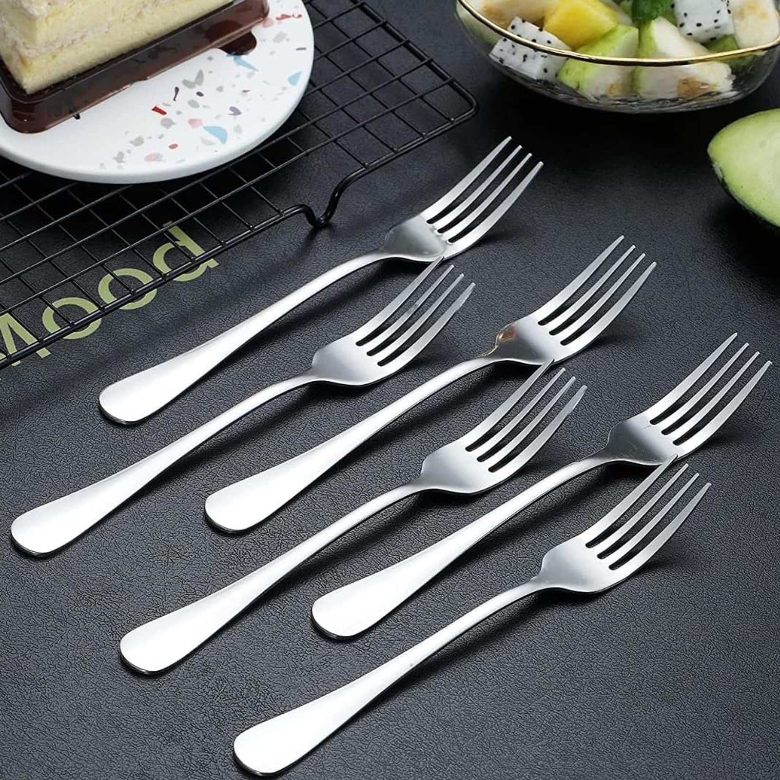 GOBOOMAN 12-Piece Stainless Steel Dinner Forks Set - 8 Inch Elegant Tableware for Restaurants, Parties & Home Dining - Durable & Dishwasher Safe Cutlery
