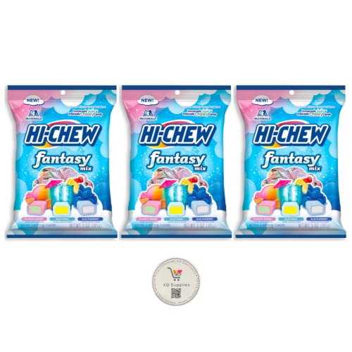 Hi Chew Sensationally Chewy Individually Wrapped Japanese Fruit Candy - 3 Pack (Fantasy Rainbow Sherbet, Hawaii Blue, Blue Razz) - Perfect for Snacking, Party Favors & On-the-Go Treats