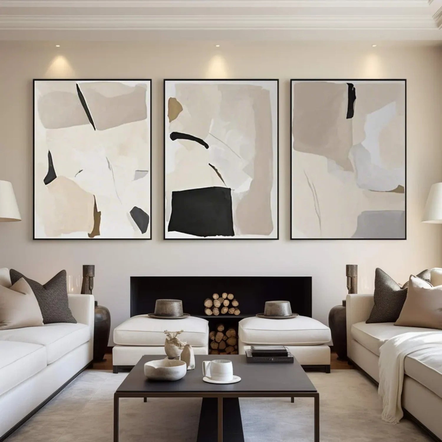 Abstract Tranquility Set of 3 Wall Art Paintings - Modern Minimalist Canvas Prints for Living Room, Bedroom & Office Decor - #WS287