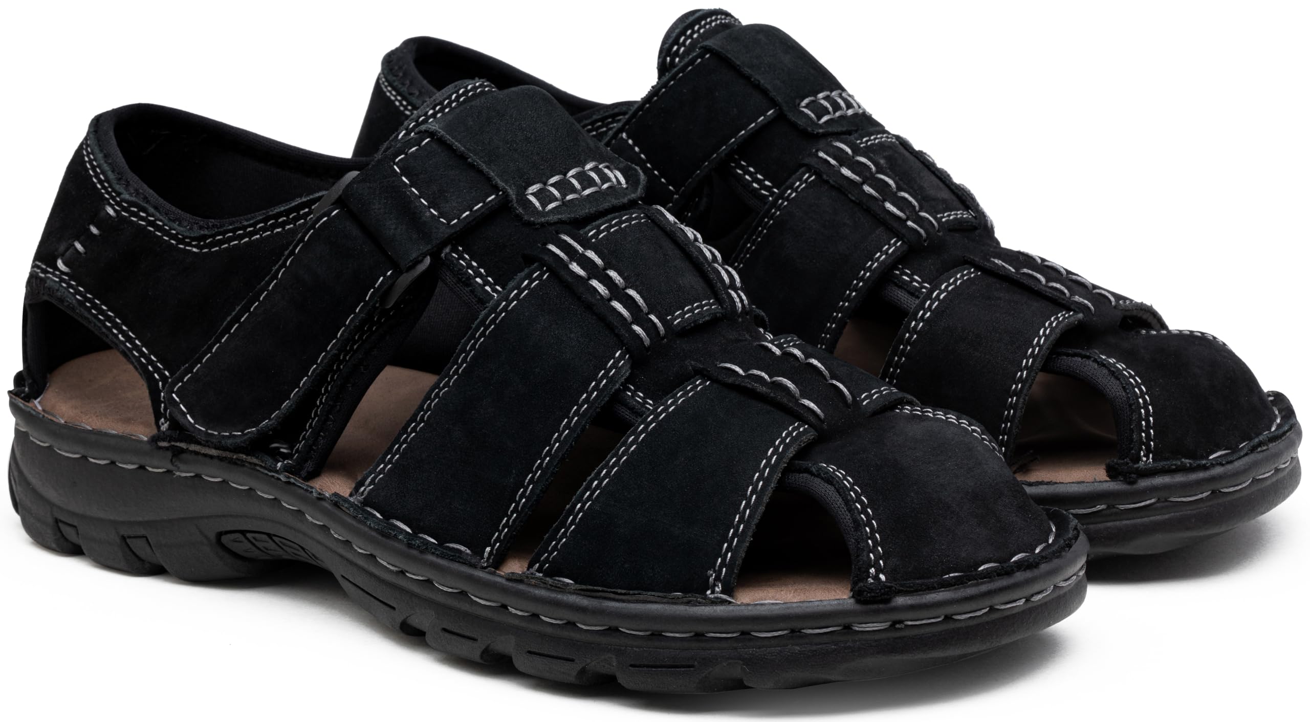 Jousen Men's Leather Open Toe Sandals - Breathable Beach & Outdoor Hiking Sandals for Summer Sports, Walking, Travel and Casual Wear