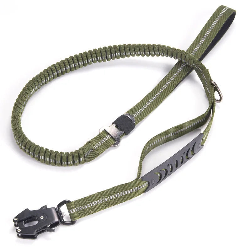Premium Heavy Duty Tactical Bungee Dog Leash - Shock Absorbing Retractable Lead for Large Dogs, Walking, Hiking & Outdoor Adventures