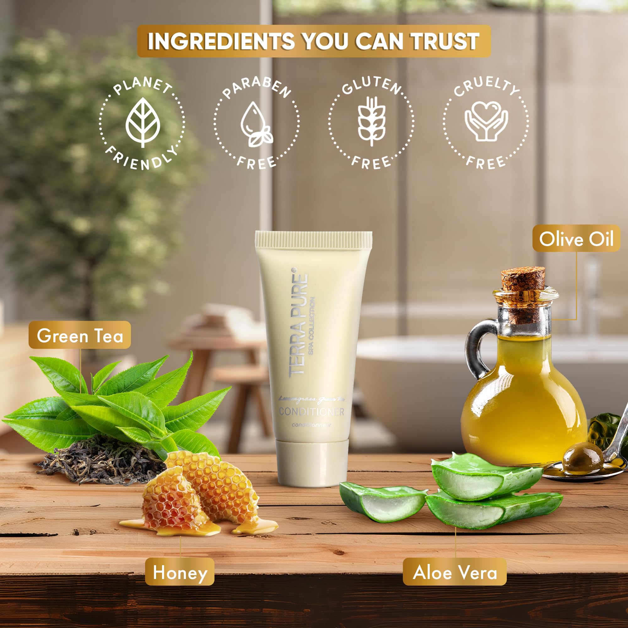 Luxury Travel-Size Shampoo and Conditioner Set - Terra Pure Spa Collection | 0.85 oz Tubes (Pack of 100) for Hotels, Gyms, Salons & Travel Essentials