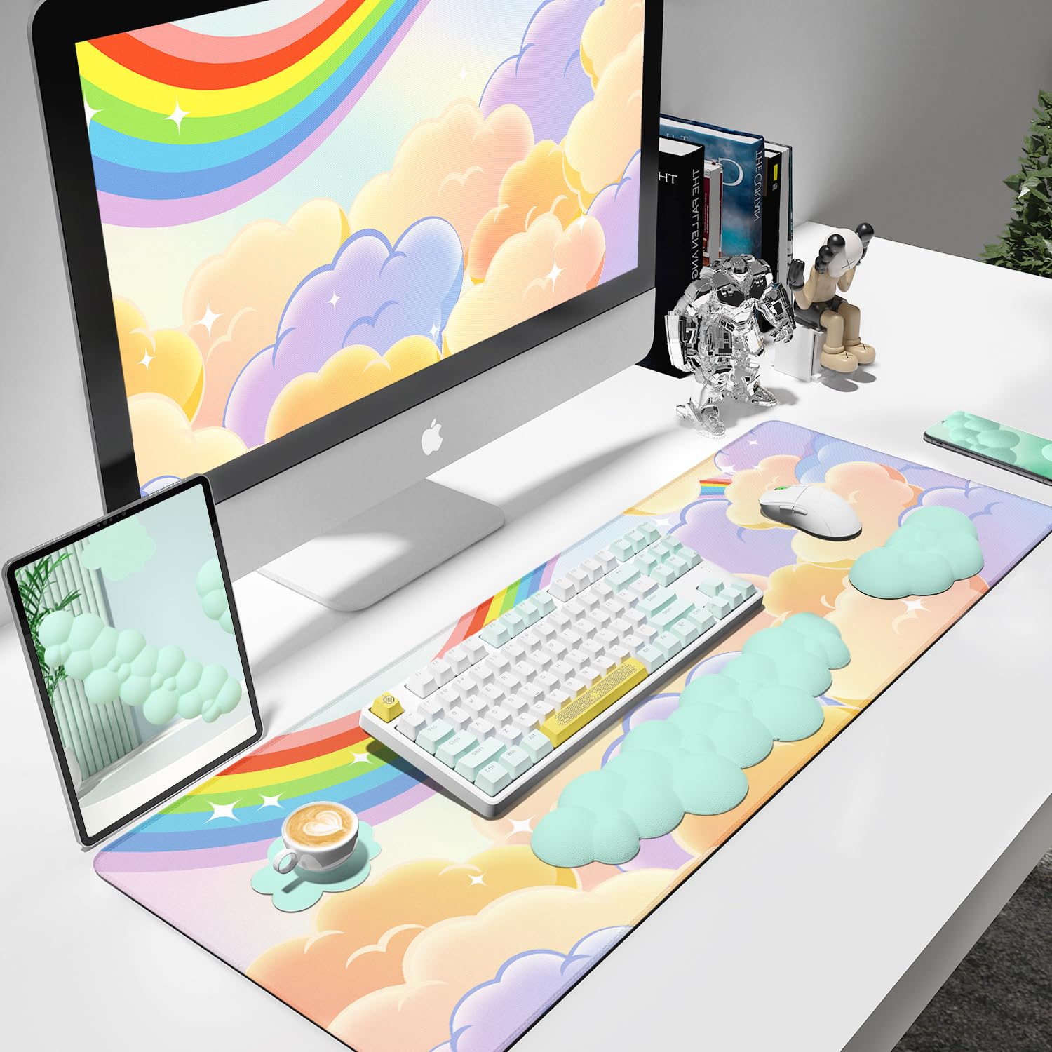 Large Gaming Mouse Pad Set with Keyboard Wrist Rest & Mouse Wrist Support - Ergonomic Desk Mat for Pain-Free Typing - Perfect for Home Office & PC Gaming Setup