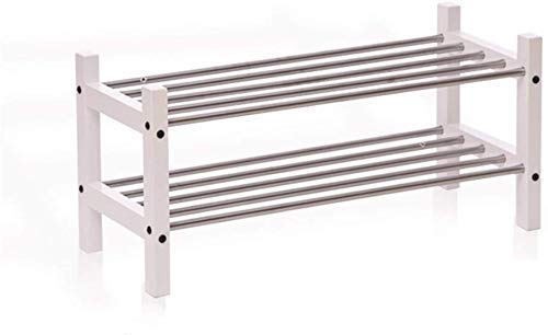 BHBXZZDB Wooden Shoe Storage Bench with Stainless Steel Frame - 2/4/6 Tier Shoe Cabinet Organizer for Entryway, Hallway, Living Room & Bathroom - White Multi-Purpose Ottoman Bench (80×30×90cm) - Perfect for Small Spaces, Mudroom Organization & Shoe Display