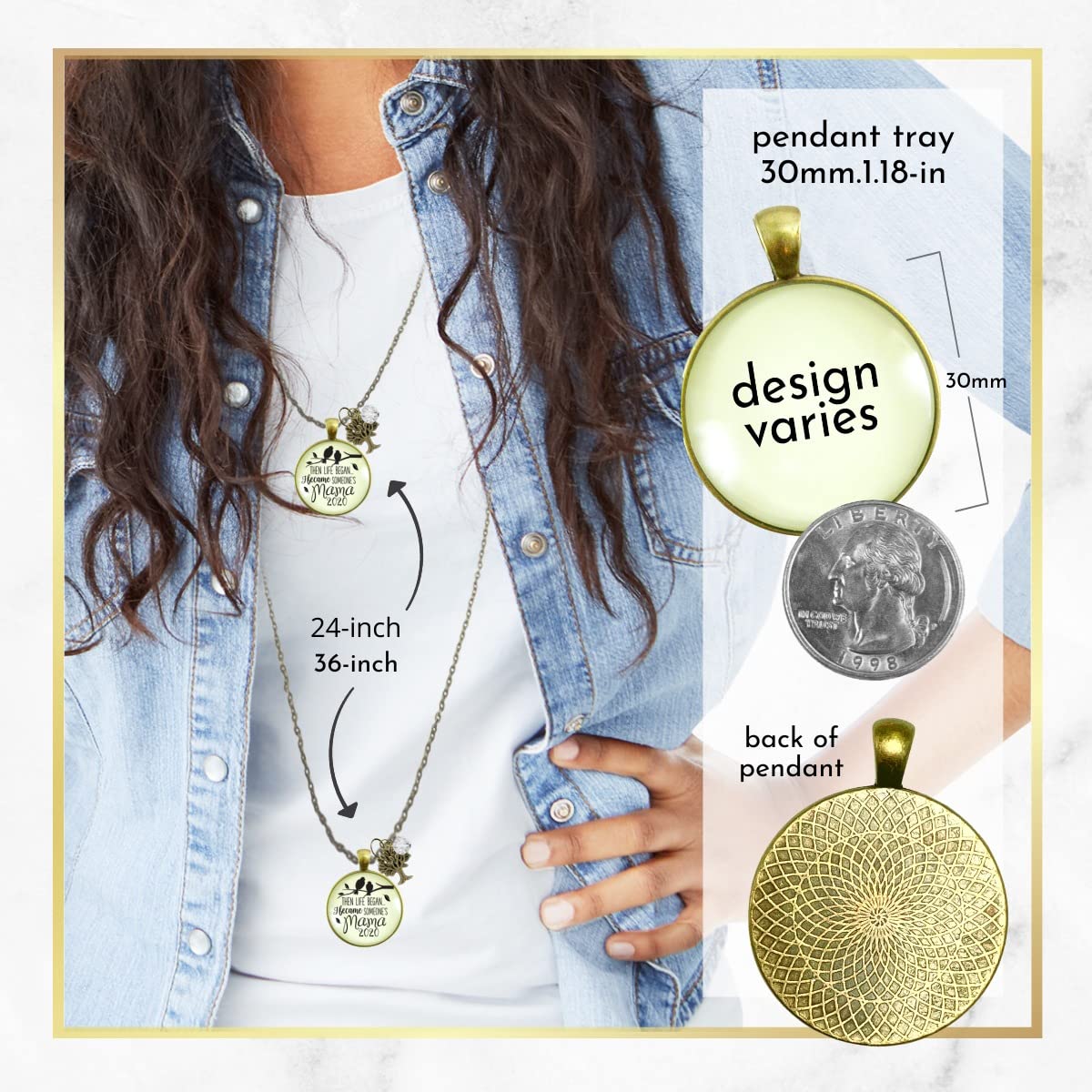 Meaningful Mom Jewelry Gift - New Mom Necklace 'Then Life Began' 2020 Edition, 36