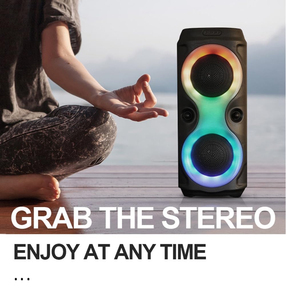 Portable Wireless Bluetooth Speaker with Powerful Bass & Subwoofer - Waterproof Outdoor Speaker for Home, Travel, Parties & Karaoke | High Volume Desktop Speaker for Music & Entertainment