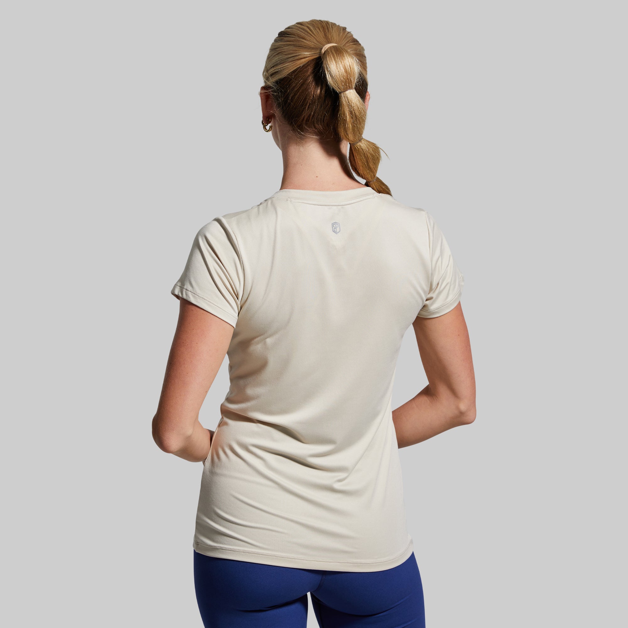 Athleisure Short Sleeve V Neck T-Shirt for Women - Soft Breathable Casual Tee (Oatmeal Color) | Perfect for Yoga, Gym, Running & Everyday Wear
