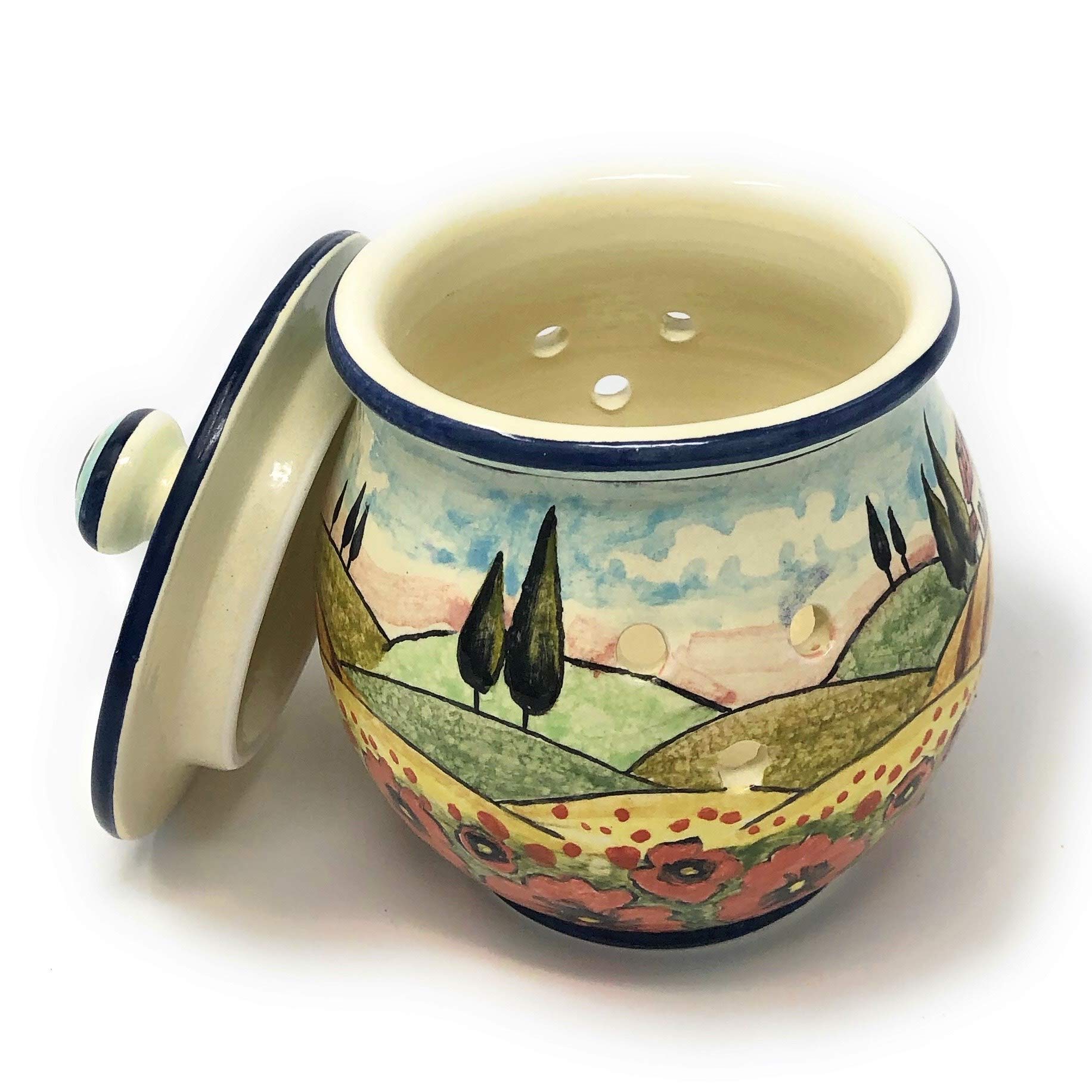 Hand-Painted Italian Ceramic Jar - CERAMICHE D'ARTE PARRINI Artisan Chili Decoration with Poppy Landscape, Made in Tuscany Italy | Perfect for Kitchen Decor, Gift Giving & Home Accents