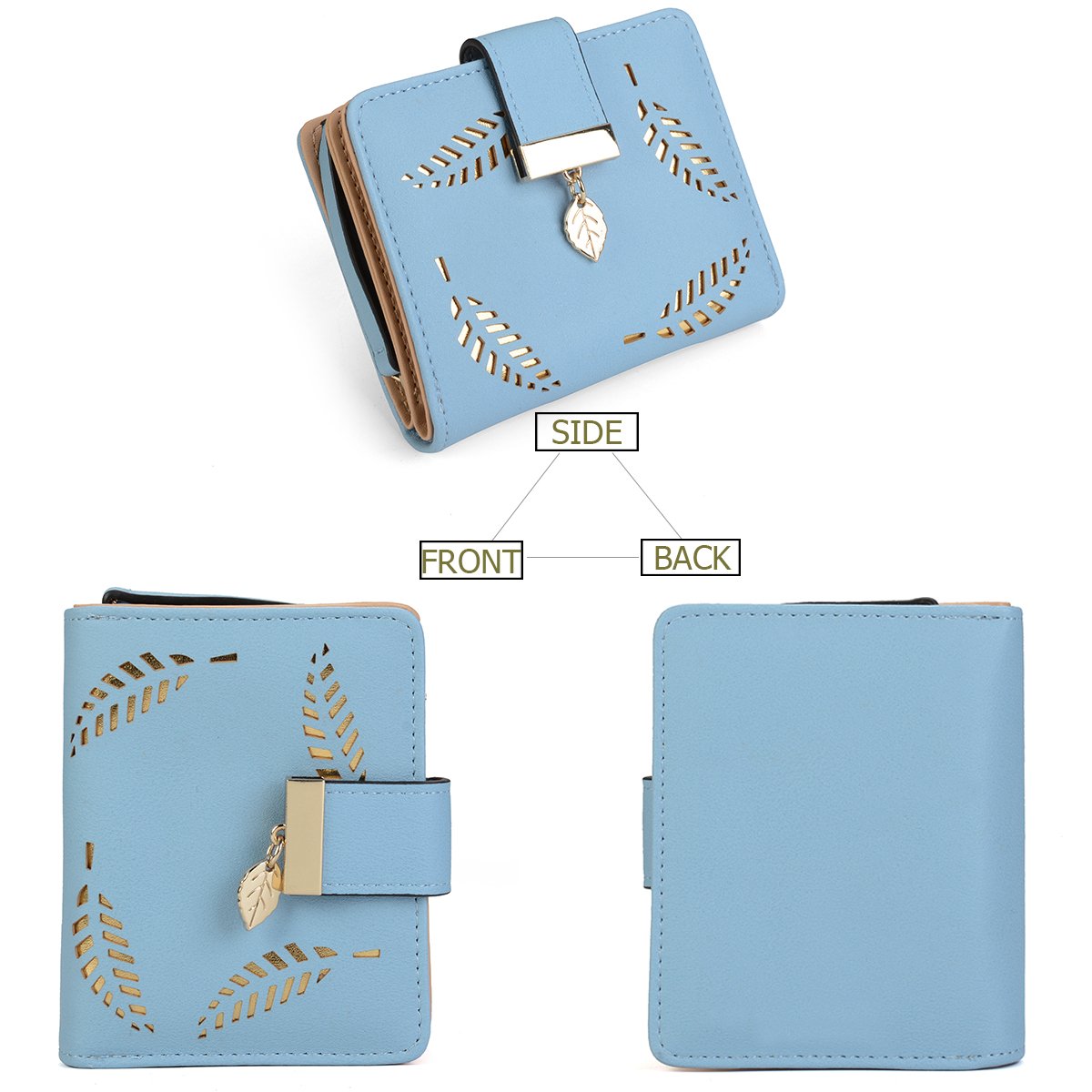 VODIU Women's Leather Bifold Wallet - Medium Size Short Purse with Card Slots, Coin Pocket & Buckle Zipper Closure | Perfect for Everyday Use, Travel & Gift Giving