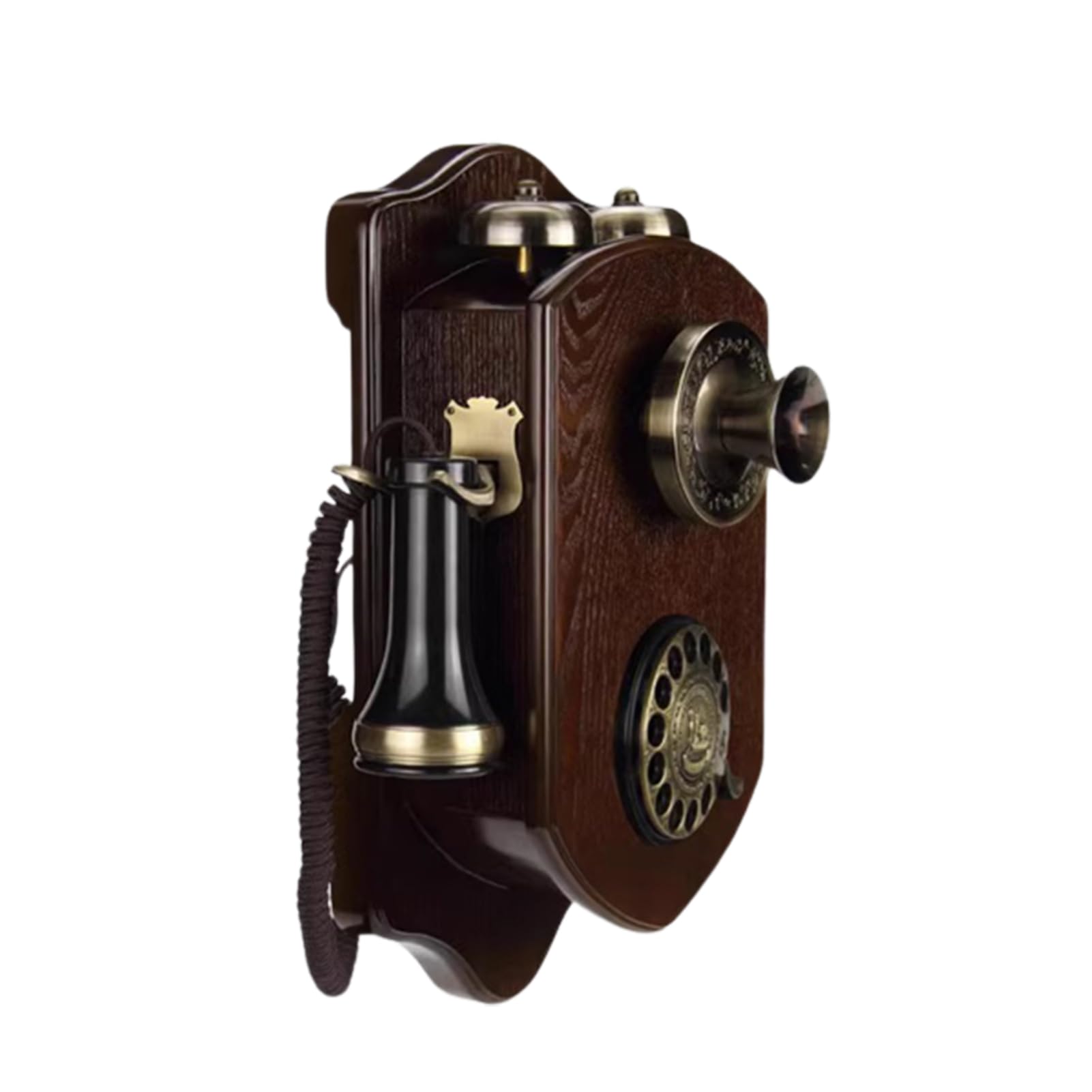 Vintage Rotary Dial Wall Mounted Phone - Retro Landline Telephone with Loud Mechanical Ringing, Classic Antique Design for Home & Kitchen - Perfect for Vintage Decor, Office, or Farmhouse Style (Red)