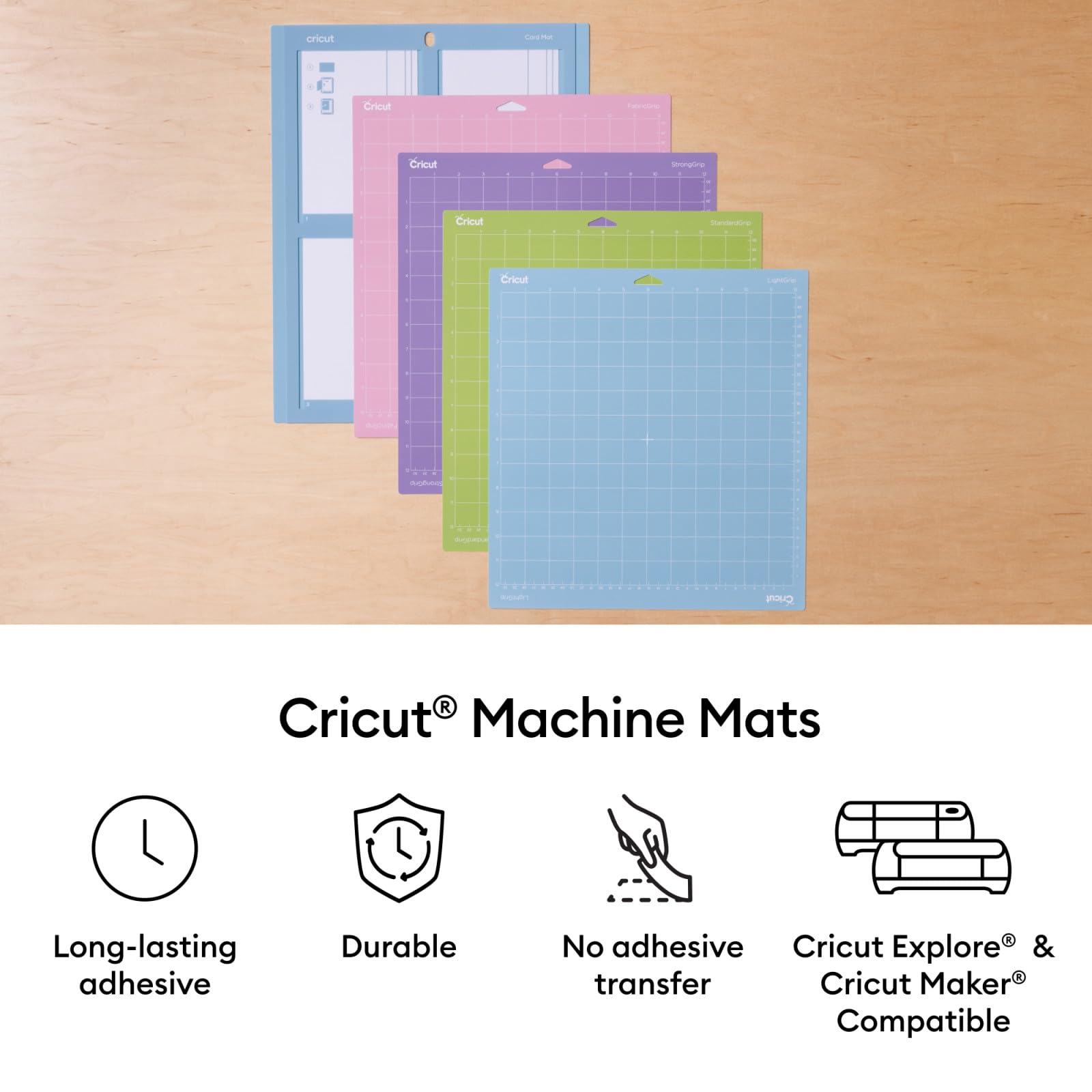Cricut Mat Variety Pack (4 Count, 12x12 Inch) - Compatible with Cricut Explore & Maker Machines - Includes 2 StandardGrip, 1 LightGrip, 1 StrongGrip Mats - Perfect for Vinyl Cutting, Paper Crafts & DIY Projects