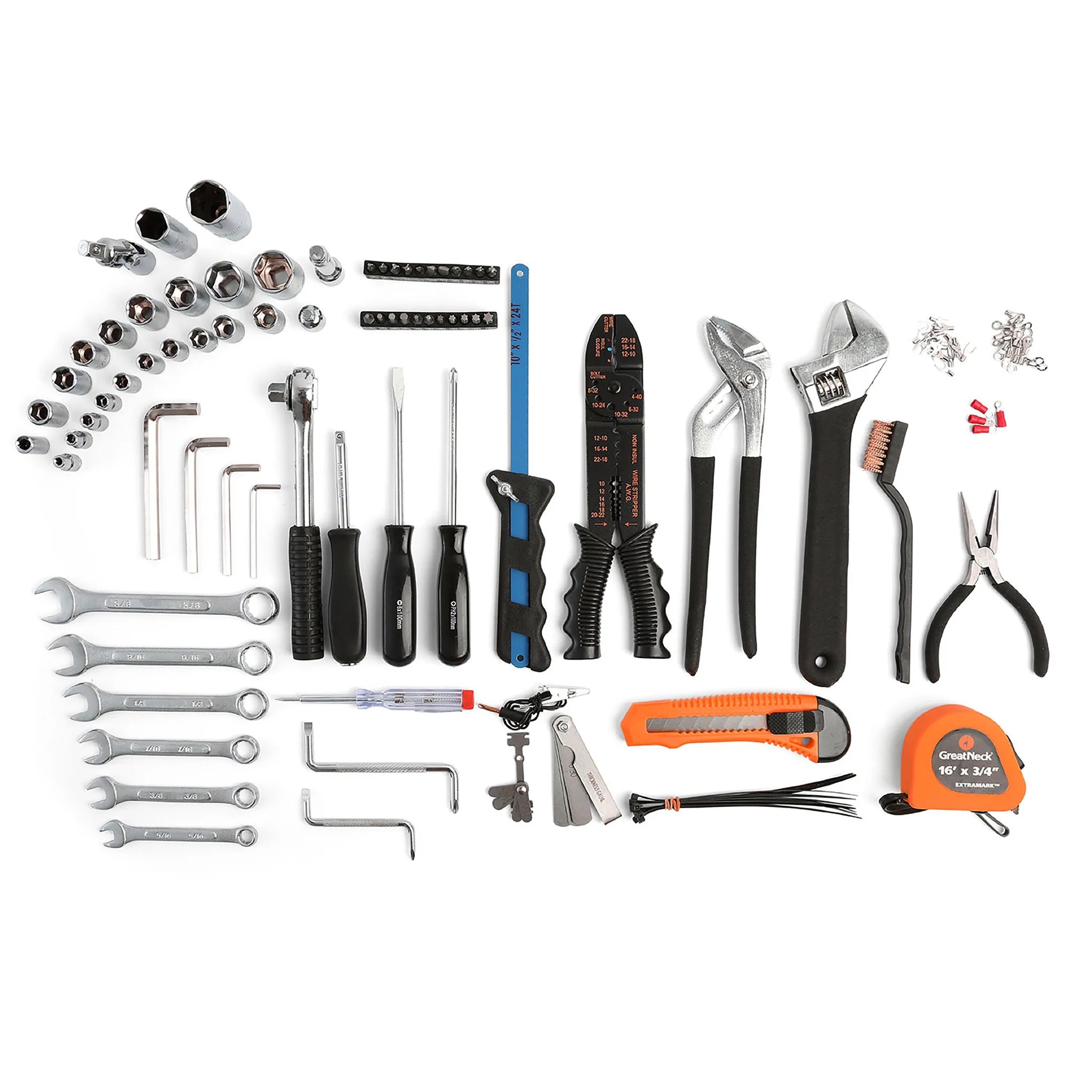 **GreatNeck MS125 125-Piece Marine Tool Set - Waterproof Boat Tool Kit with Chrome Plated Tools for Emergency Repairs & Maintenance | Ideal for Boating, Fishing, and Marine Adventures**