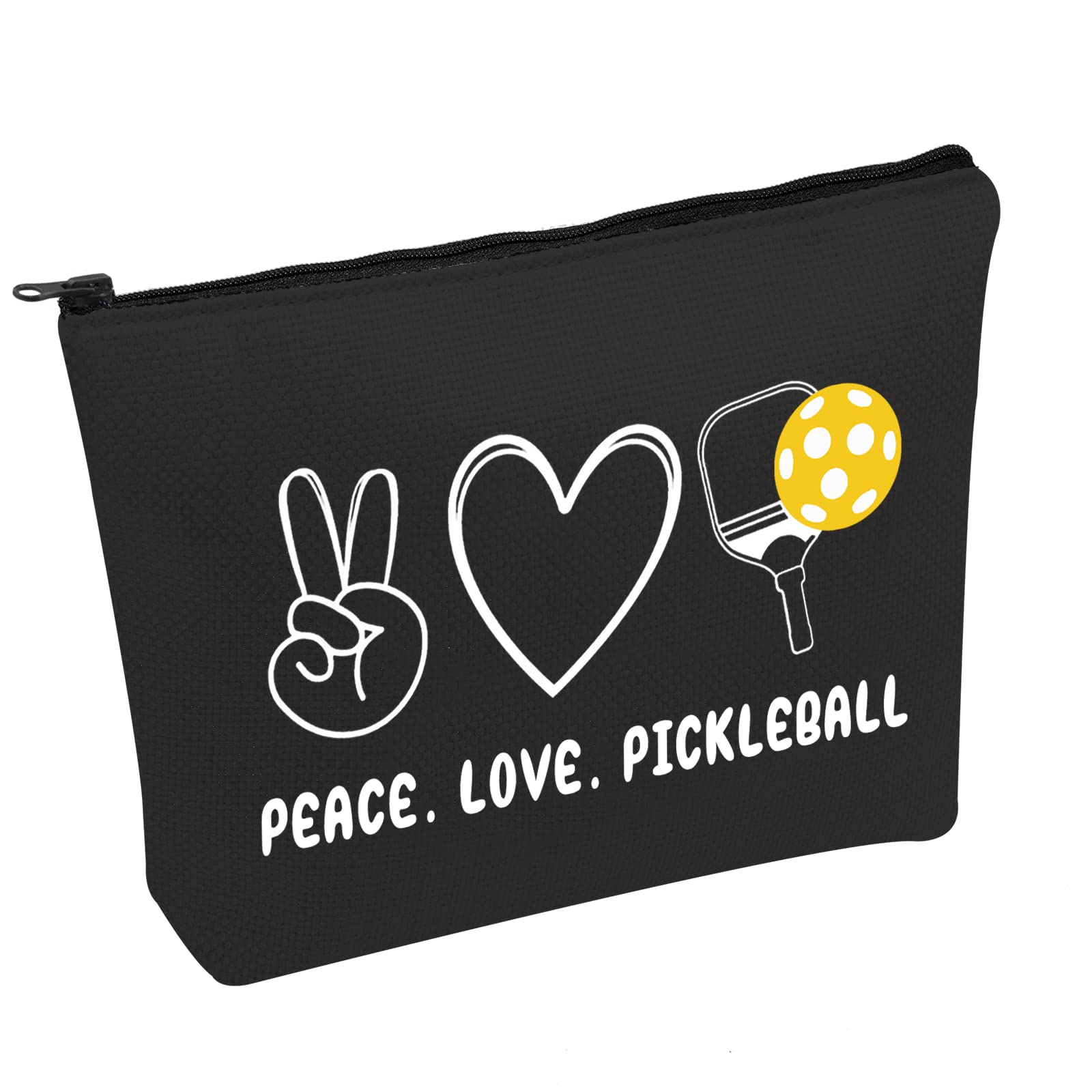PWHAOO Pickleball Cosmetic Bag - Peace Love Pickleball Themed Makeup Pouch for Women | Perfect Gift for Pickleball Players & Lovers | Great for Gym, Travel & Sports Accessories Storage