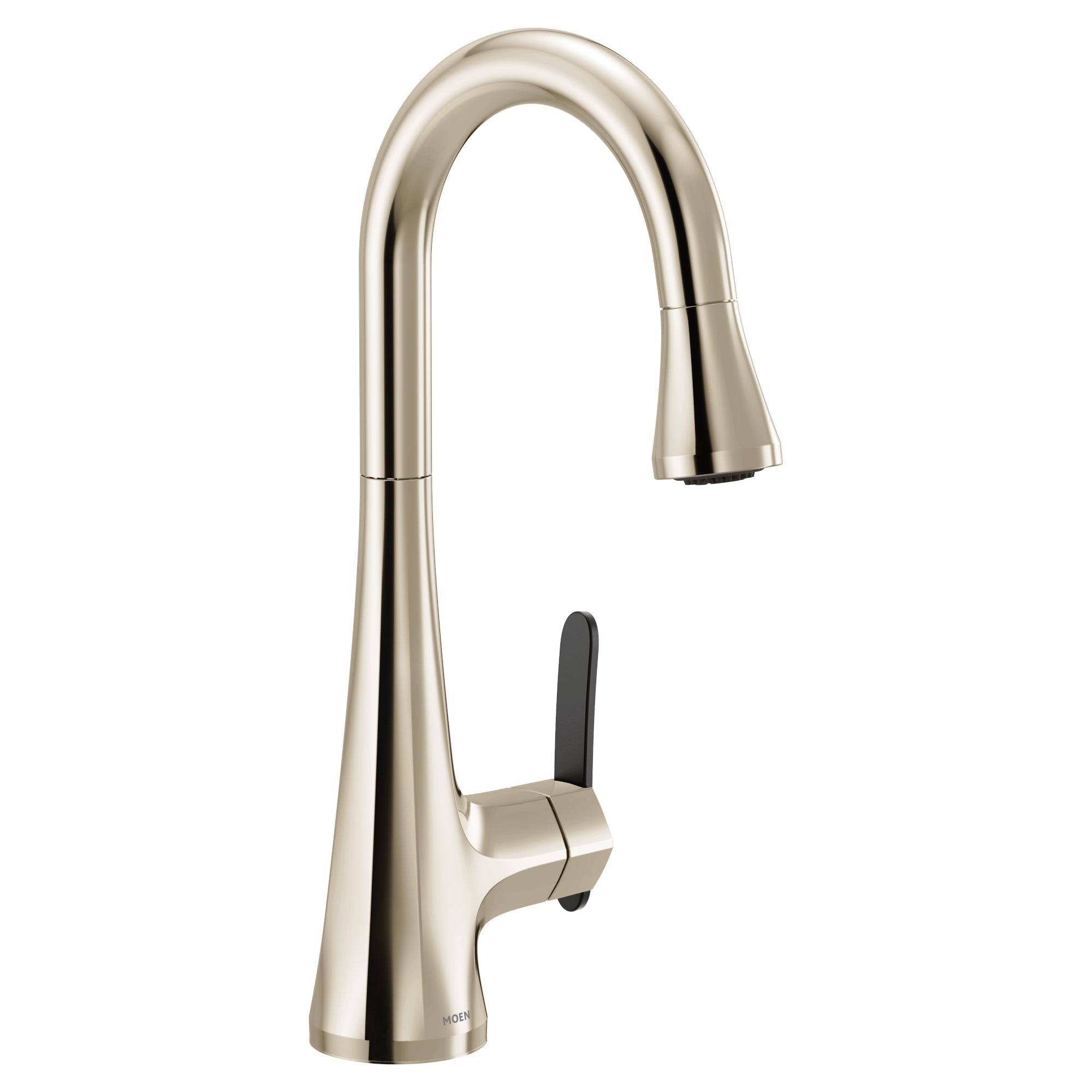 MOEN High Arc Kitchen Faucet with Pull-Down Sprayer in Polished Nickel - Perfect for Modern Kitchens and Easy Dishwashing