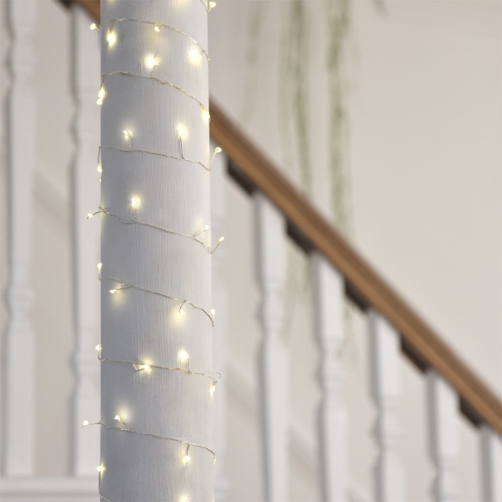 Silver Wire LED Fairy Lights - 100 Warm White Battery Operated String Lights for Wedding, Party, Home Decor, Garden, Christmas Tree - Indoor & Outdoor Use