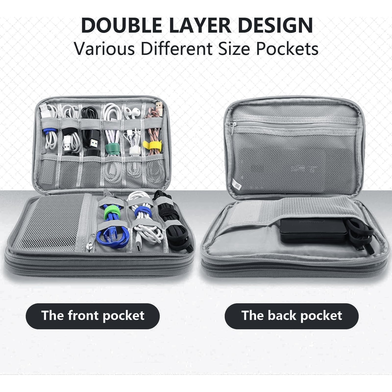 Teskyer Waterproof Travel Organizer Bag for Electronics & Cables - 9.6 x 6.9 Inch Dark Gray Travel Accessories - Perfect for Men & Women Travel Essentials, Business Trips, Vacations & Holiday Packing