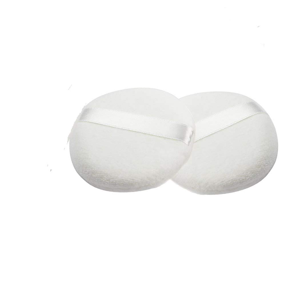 6-Piece White Cotton Powder Puff Set with Strap (4.5cm) - Perfect for Blending Face Powder, Foundation, Loose Powder & Mineral Makeup - Ideal for Professional Makeup Application & Travel Touch-Ups