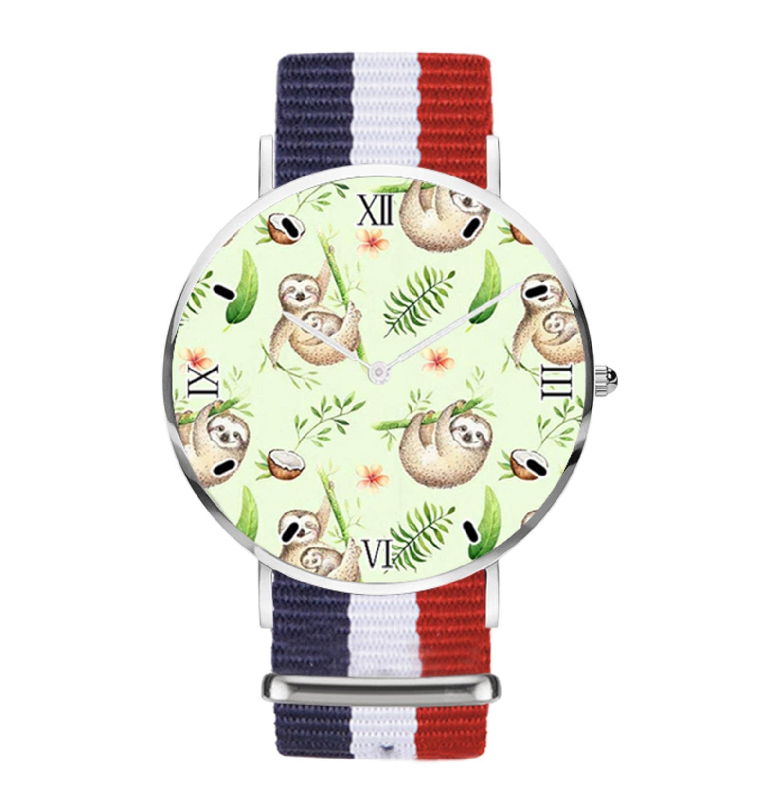 Stylish Sloth Stainless Steel Watches for Women & Men - Japan Quartz Movement, Sport Design, Personalized Wristwatch - Perfect Unique Gift for Birthday, Anniversary & Everyday Wear