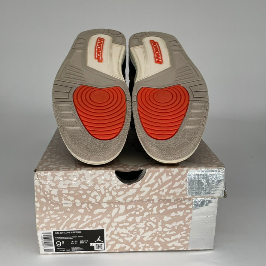 AIR JORDAN 3 Desert Elephant Men's Basketball Shoes Size 9.5 - Retro Style Sneakers for Casual Wear & Street Fashion (CT8532-008)