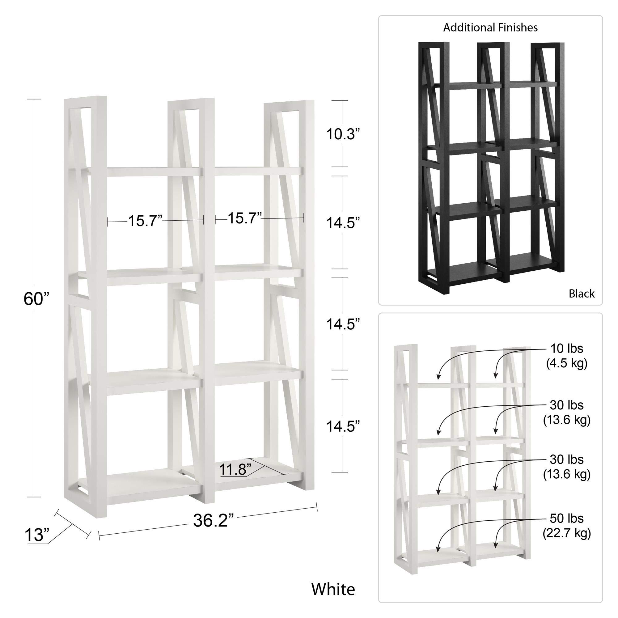 Ameriwood Home Crestwood 5-Shelf Bookcase & Room Divider in Black - 4465872COM | Perfect for Home Office, Living Room & Bedroom Organization