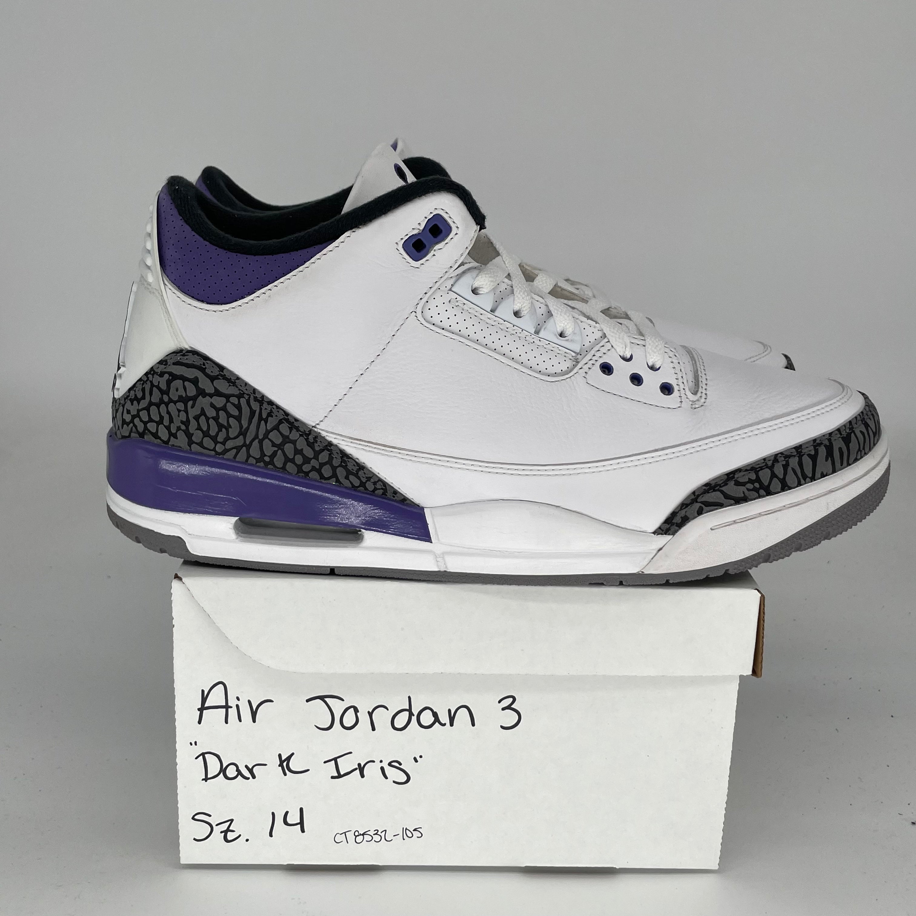 AIR JORDAN 3 DARK IRIS Men's Basketball Shoes - Size 14 (CT8532-105) - Retro Sneakers for Running, Gym & Streetwear Fashion