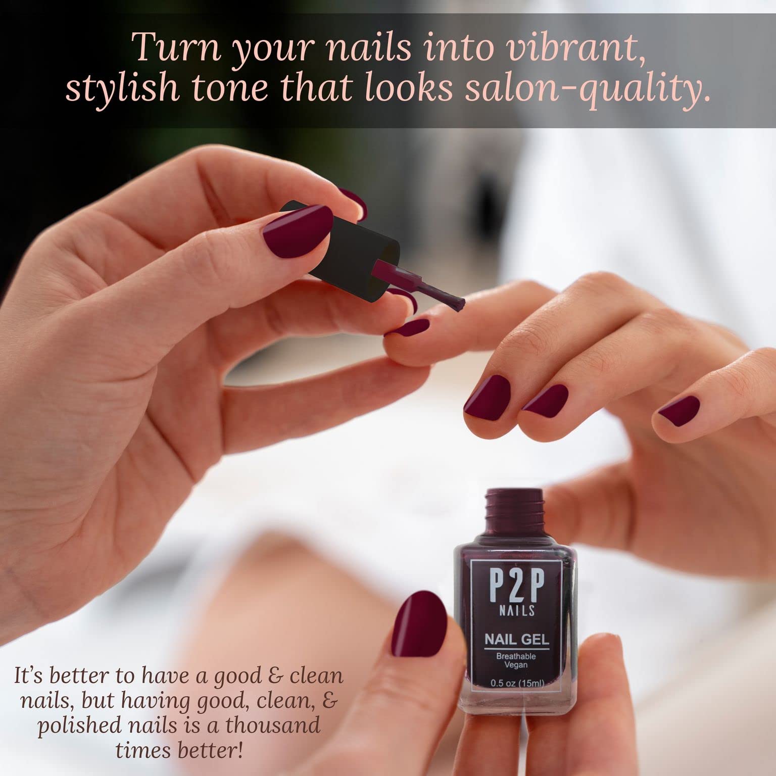 Vegan Burgundy Nail Gel Polish - Quick Dry Long Lasting Nail Art Gel with Smooth Texture - Cruelty Free Nail Polish in Vibrant Colors for Women (Bloody Sunday) - Perfect for Salon, Home Manicures & Special Occasions