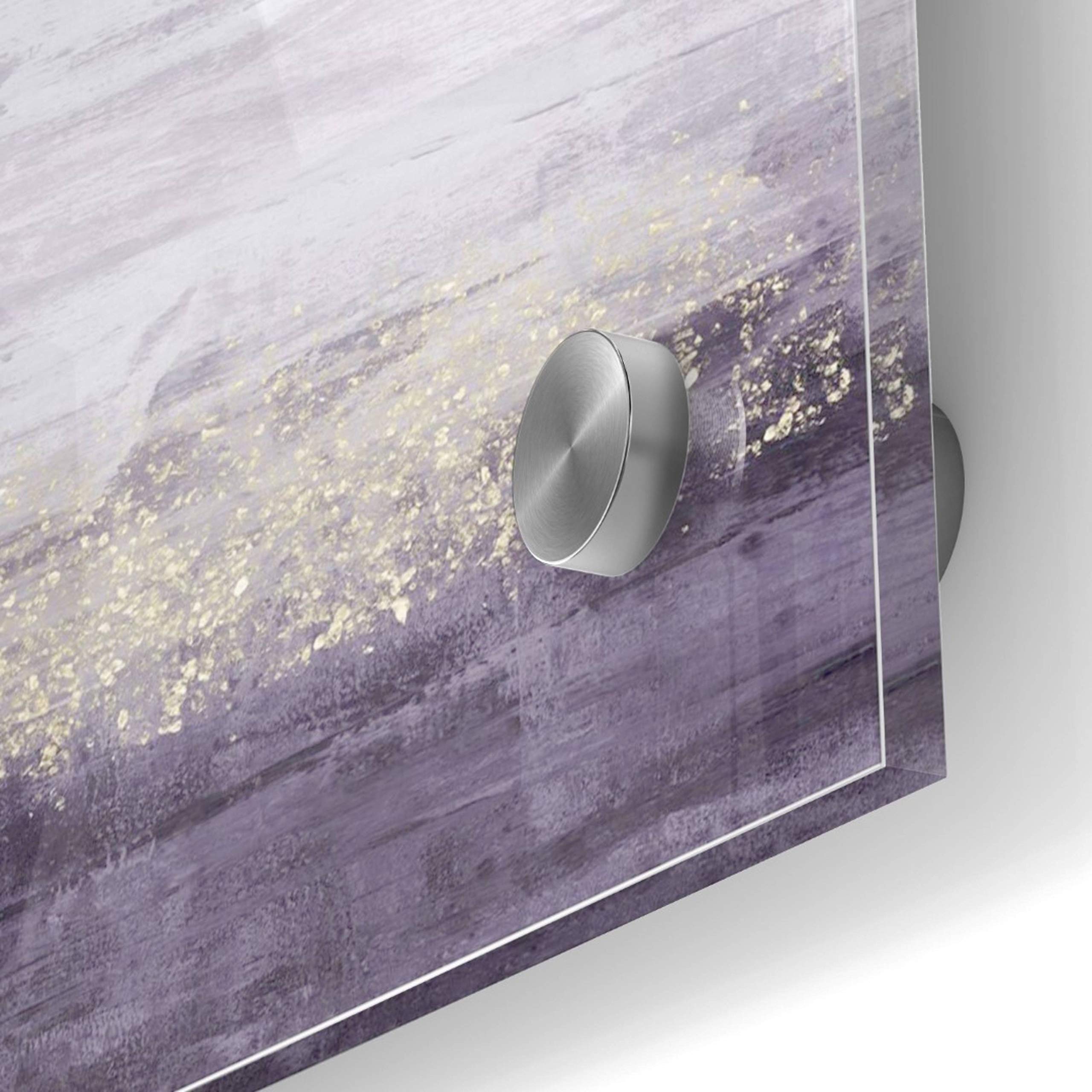 Jennifer Goldberger 'Amethyst Glitter II' Acrylic Glass Wall Art - 36x36 Inches Modern Abstract Painting for Living Room, Bedroom & Office Decor