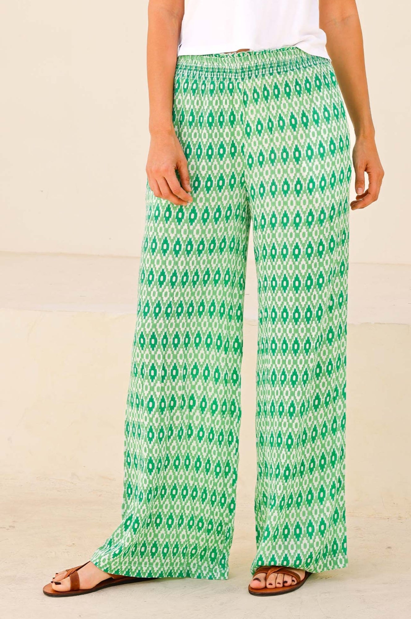Orion Trousers for Men - Aztec Green & White Casual Pants | Comfortable Stretch Fabric for Outdoor Activities, Travel & Everyday Wear