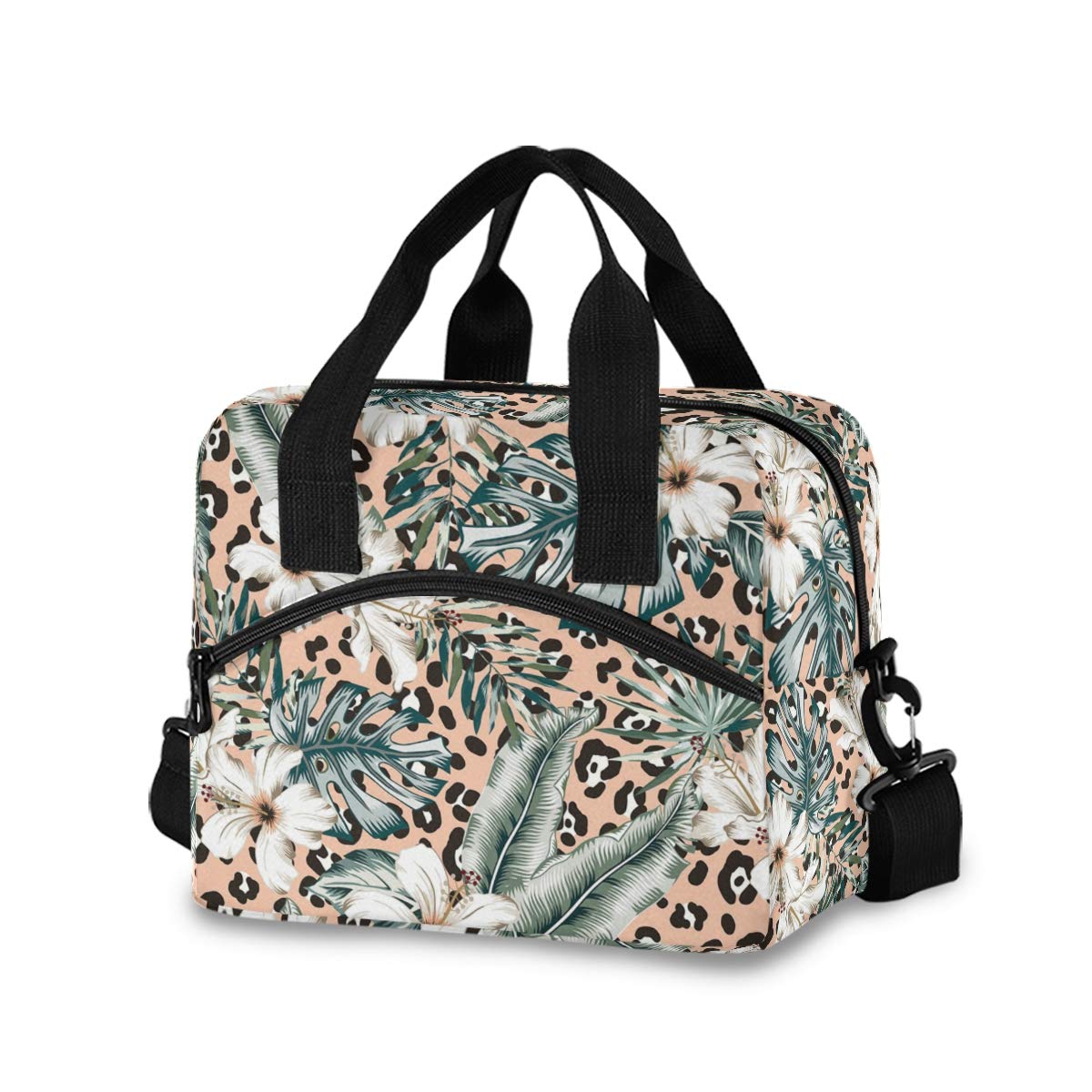 Large Insulated Lunch Bag for Women - Leakproof Reusable Cooler Lunch Box with Tropical Palm Leaf Design | Perfect for Office, Picnic, Beach & Outdoor Activities