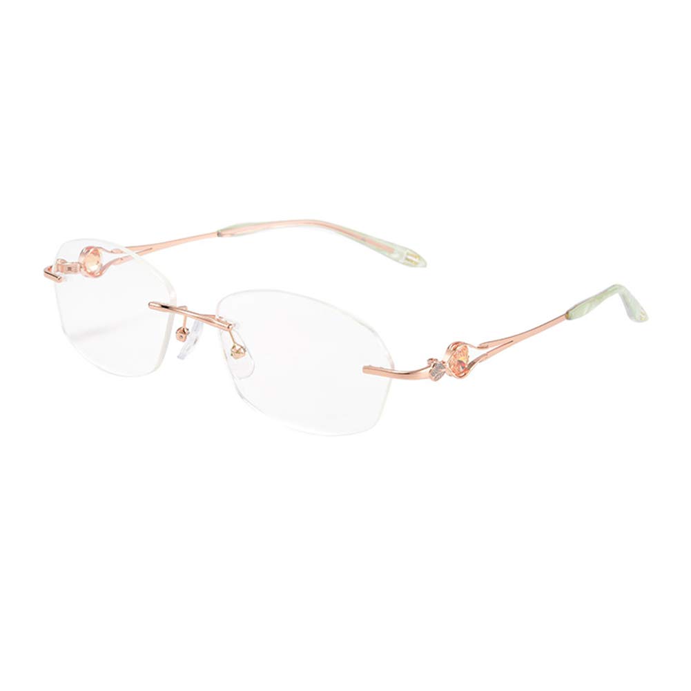 HQMGLASSES Ultra-Light Frameless Anti-Blue Light Reading Glasses for Computer & Screen Use - Gold Frame +2.75 Magnification - Perfect for Office Work, Gaming & Digital Eye Strain Relief