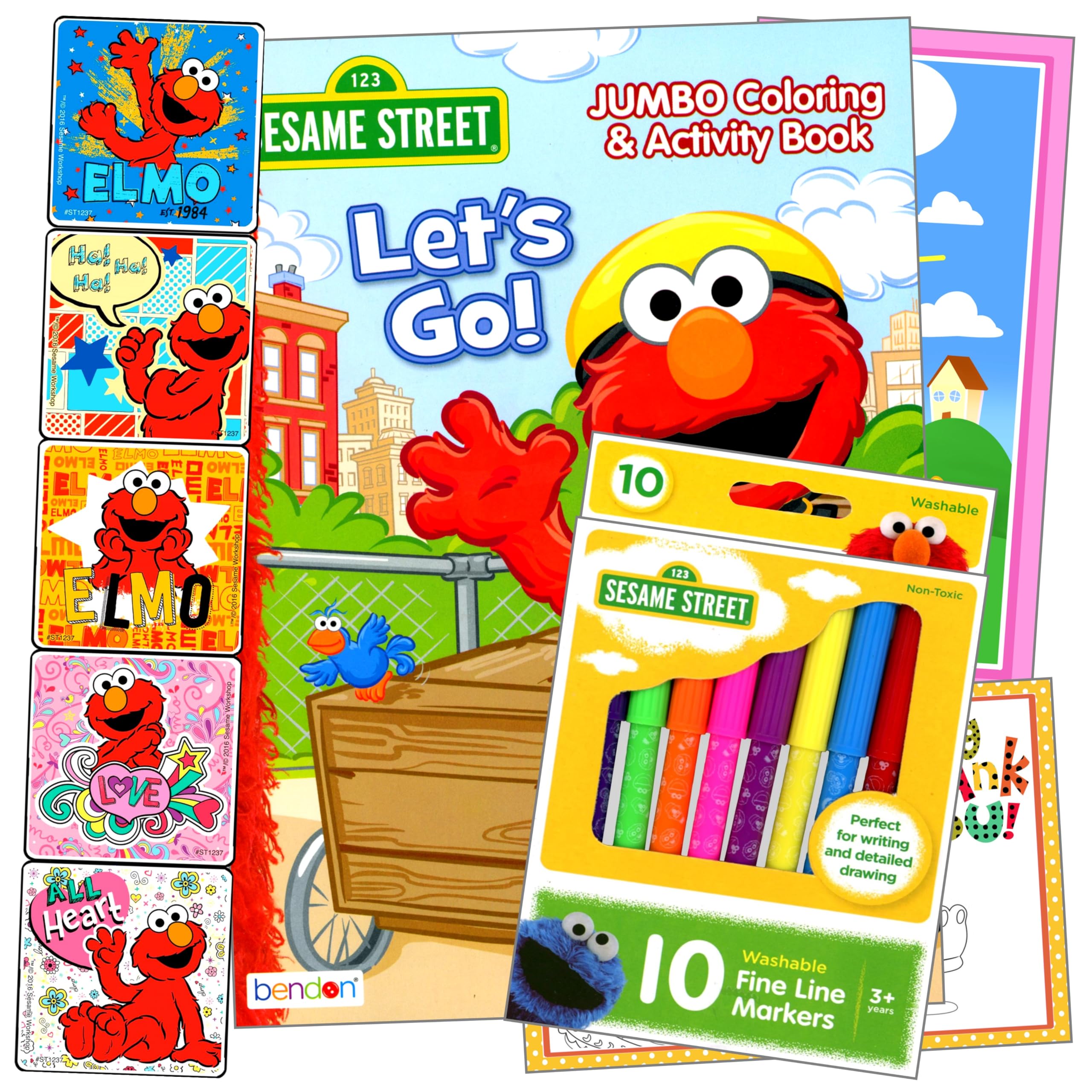 Elmo & Friends Sesame Street Coloring Book with 100+ Stickers - Fun Kids Activity Set for Learning & Creativity | Perfect for Preschool, Travel & Birthday Gifts