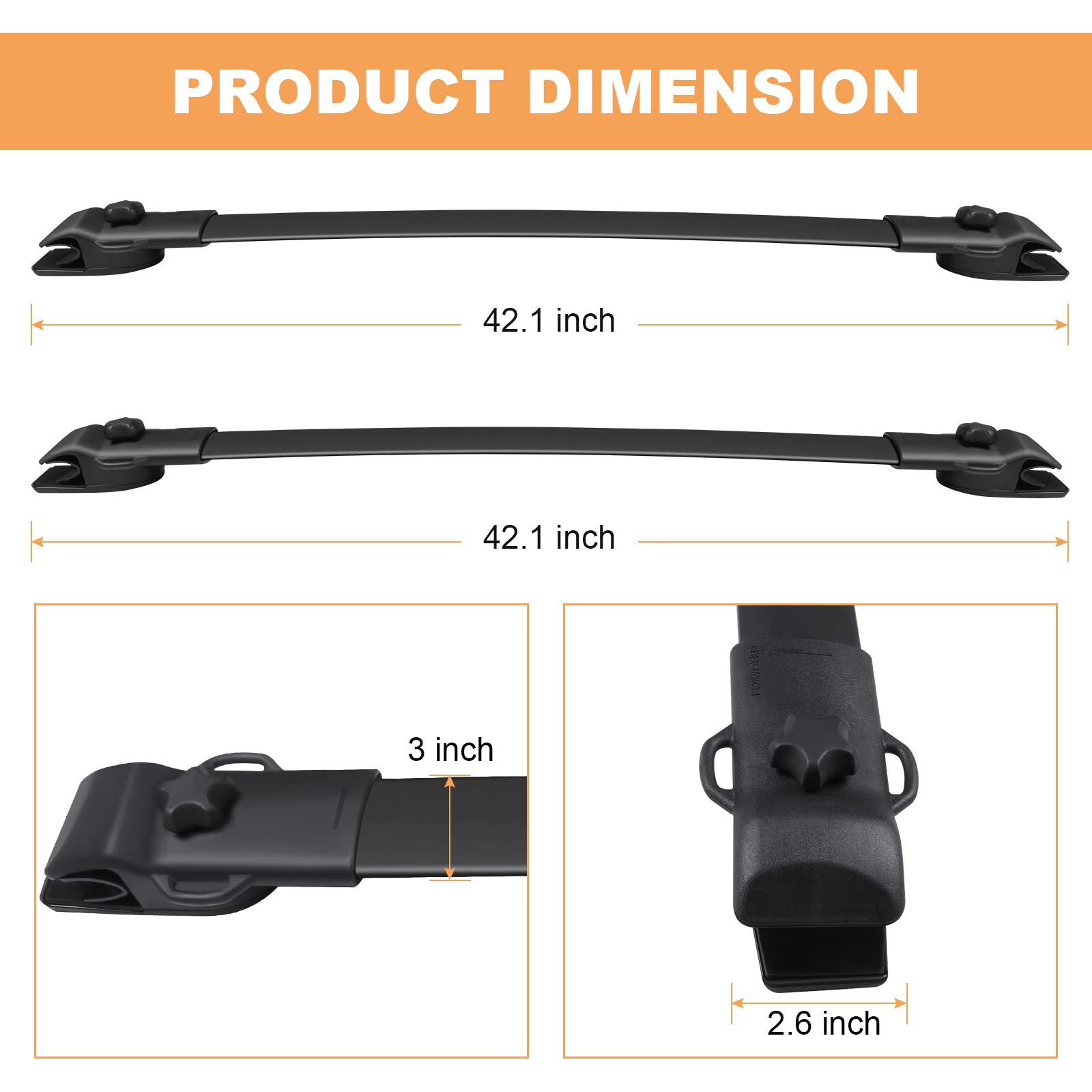FINDAUTO Universal Black Roof Rack Cross Bars for Toyota Sienna 2011-2020 - Heavy Duty 150lbs Capacity for Kayak, Canoe, Cargo Carrier, Luggage & Outdoor Gear (2-Pack) - Perfect for Camping, Road Trips & Adventure Travel
