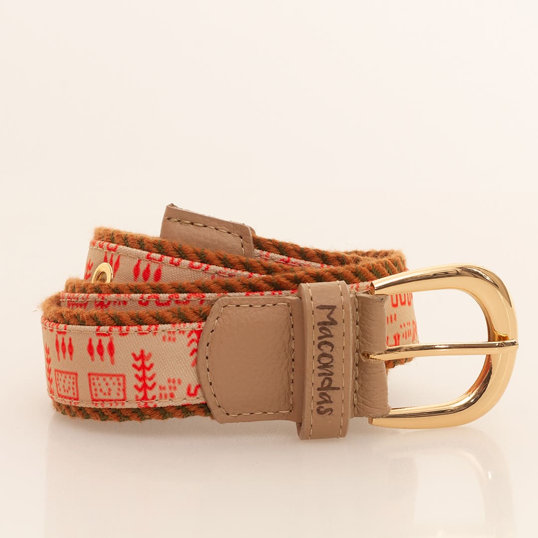 Vintage Macondas Leather Rope Belt - Beige & Brown Distressed Cowhide Strap for Western Fashion, Boho Outfits, and Cowboy Costumes