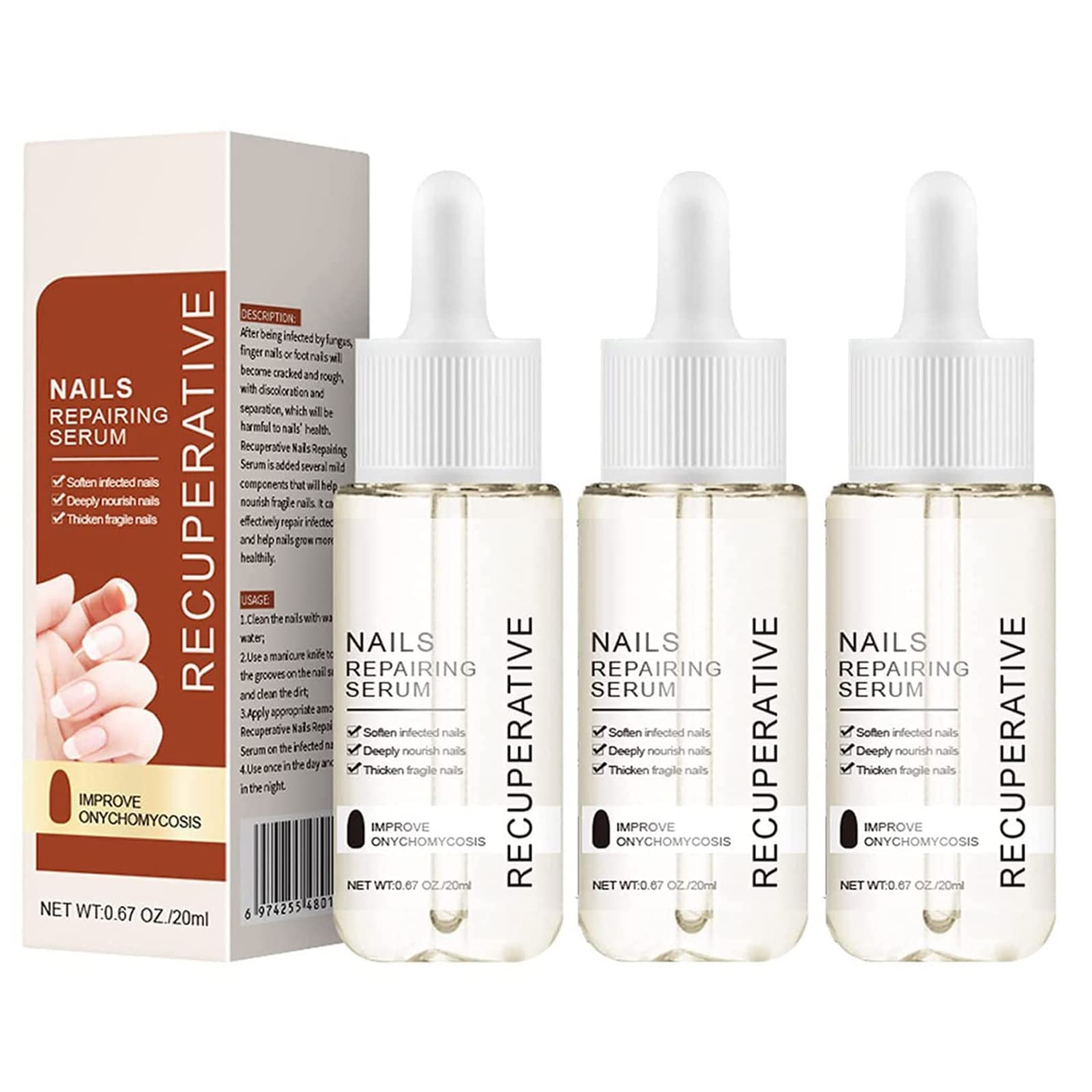 7 Days Fast Nail Growth Serum & Cuticle Oil - Strengthens Weak, Brittle Nails - Natural Nail Care Treatment for Stronger, Healthier Nails - Perfect for Manicures, Pedicures & Daily Nail Care (3 Pack)