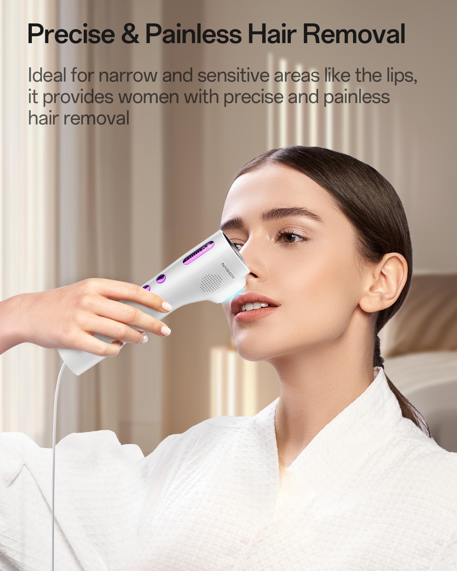 Painless IPL Laser Hair Removal Device with 40°F Sapphire Ice Cooling for Women & Men - Permanent At-Home Hair Removal for Face, Armpits, Bikini & Body | Salon-Quality Results for Smooth Skin at Home
