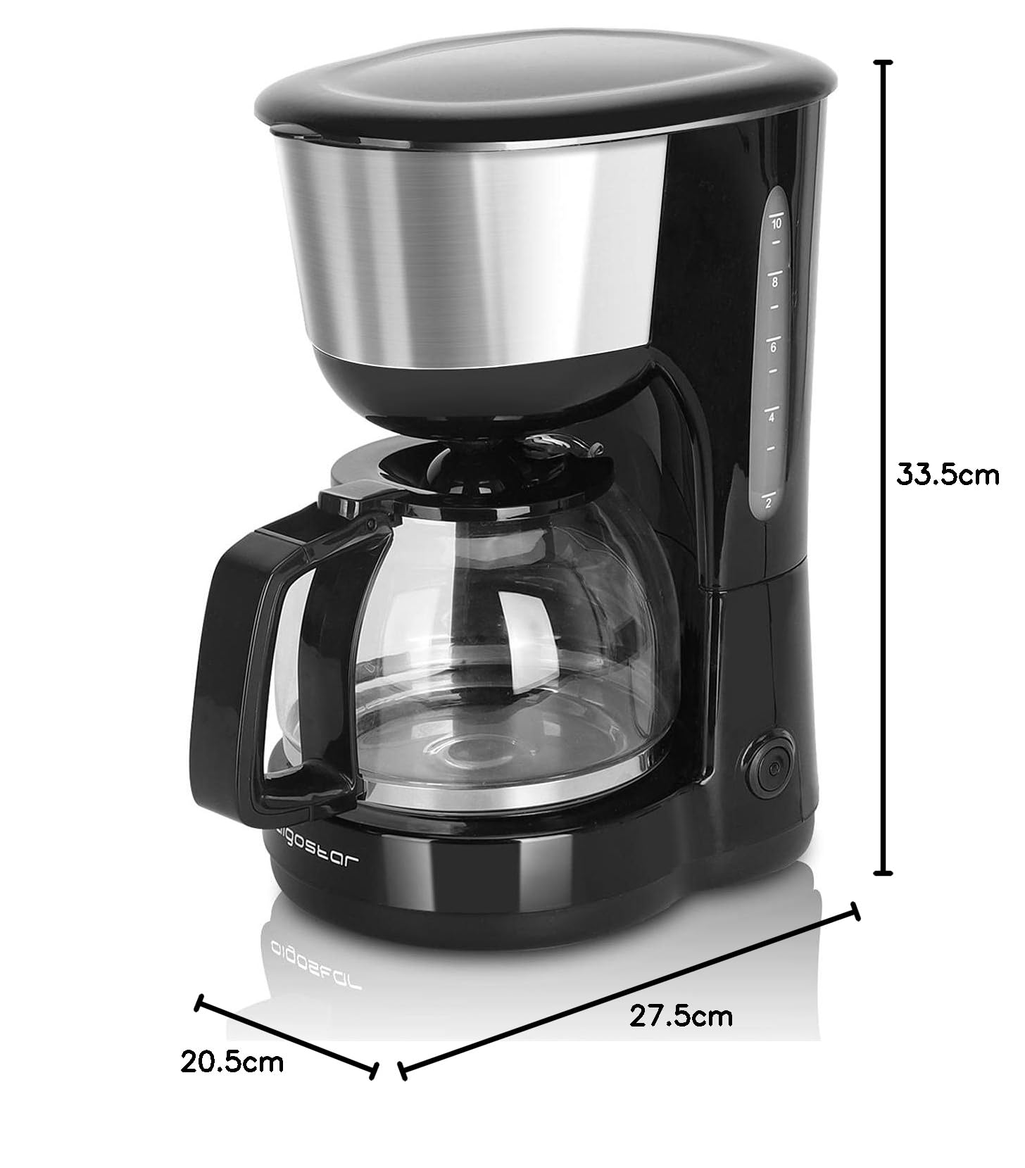 Aigostar 30HIK Drip Coffee Maker - 1000W Filter Coffee Machine with Reusable Filter, Reheat & Keep Warm Function, Anti-Drip System, 1.25L (10 Cups), BPA-Free - Perfect for Home, Office, and Restaurant Use