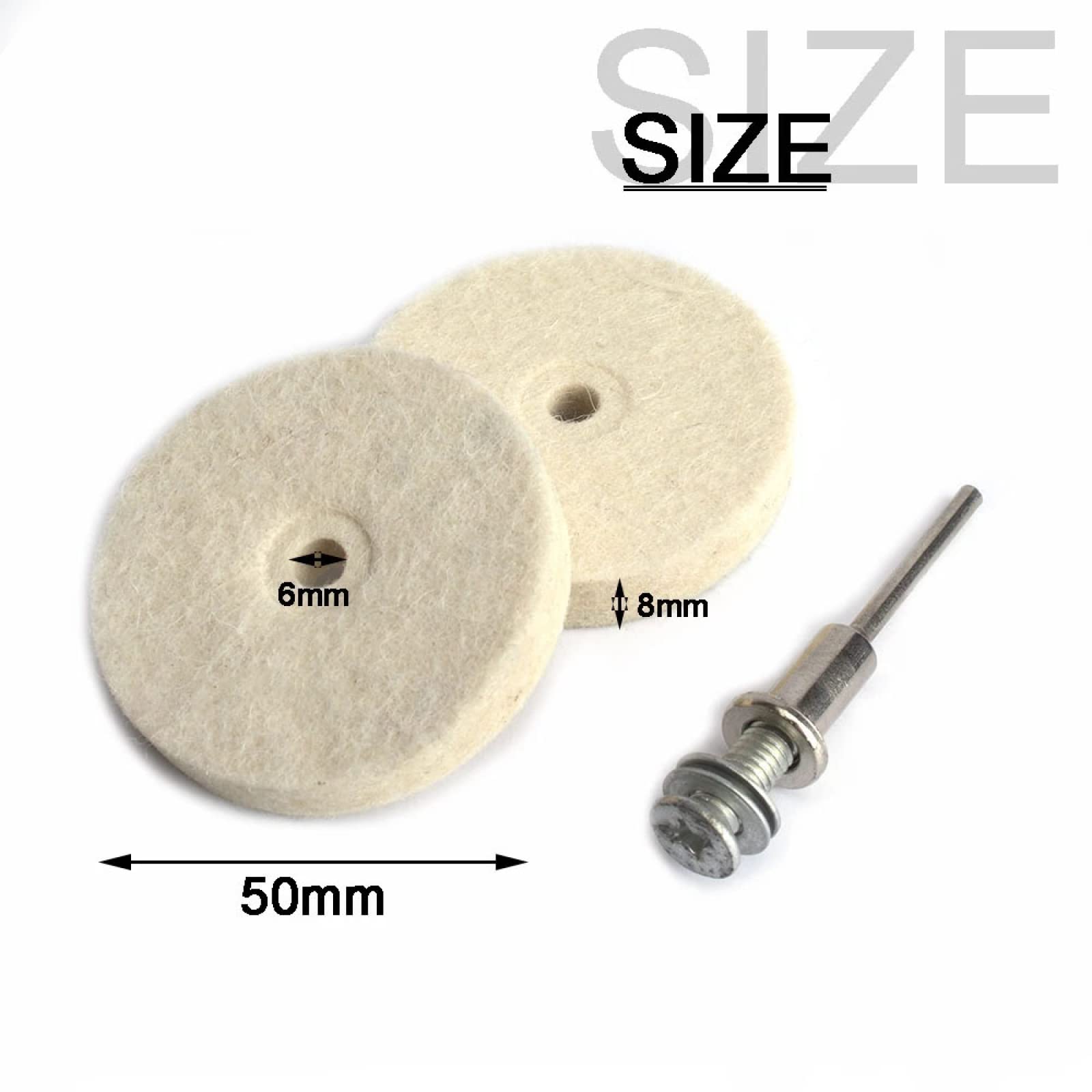 2 Inch (50mm) Wool Felt Buffing Wheel for Bench Grinder - Metal, Plastic & Glass Polishing Tool - Achieve Fine Mirror Finish - Perfect for Jewelry Making, Automotive Detailing & DIY Crafts