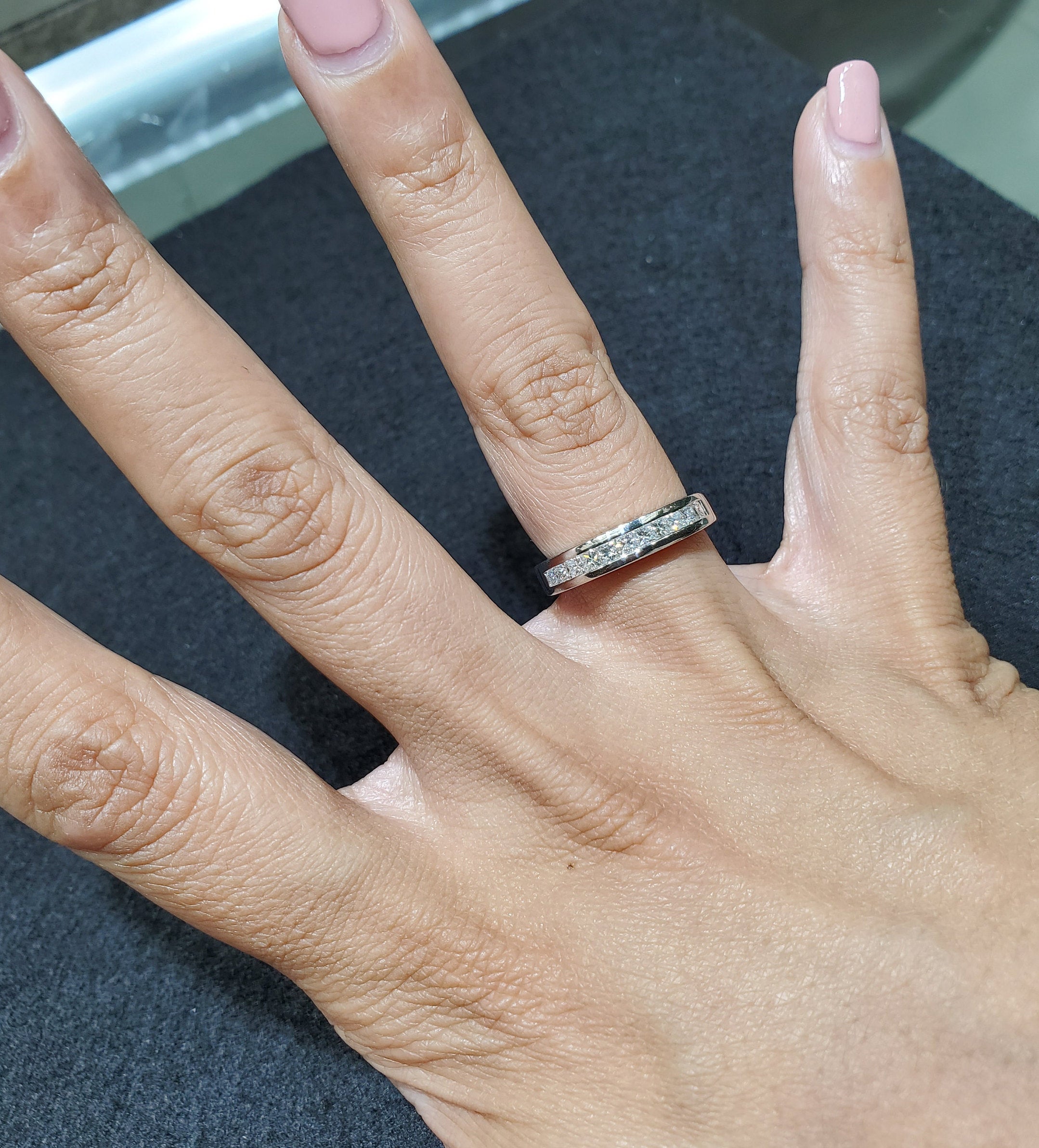 Princess Cut Channel Set Wedding Band .84cttw 14k White Gold - Elegant Diamond Ring for Brides, Anniversaries & Special Occasions