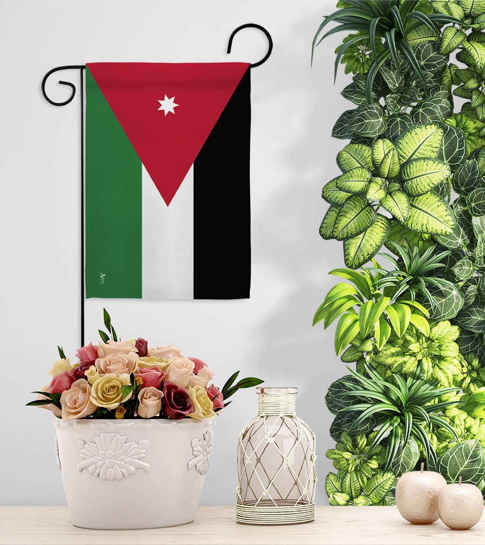 Americana Home & Garden Jordan Garden Flag Set with Stand - Double-Sided Outdoor Decoration for Yard, Patio & House - USA Made Country & Regional Banner - Perfect Gift for Garden Enthusiasts
