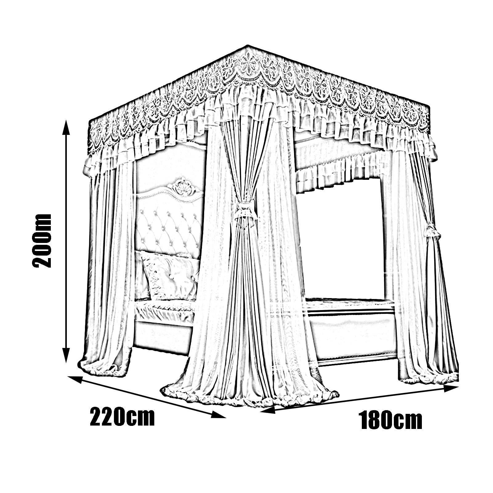 Luxury Bed Canopy for King Queen Bed - Romantic Decorative Bedroom Curtain for Adults & Kids - Perfect for Nursery, Wedding Decor, or Boho Chic Bedroom Makeover